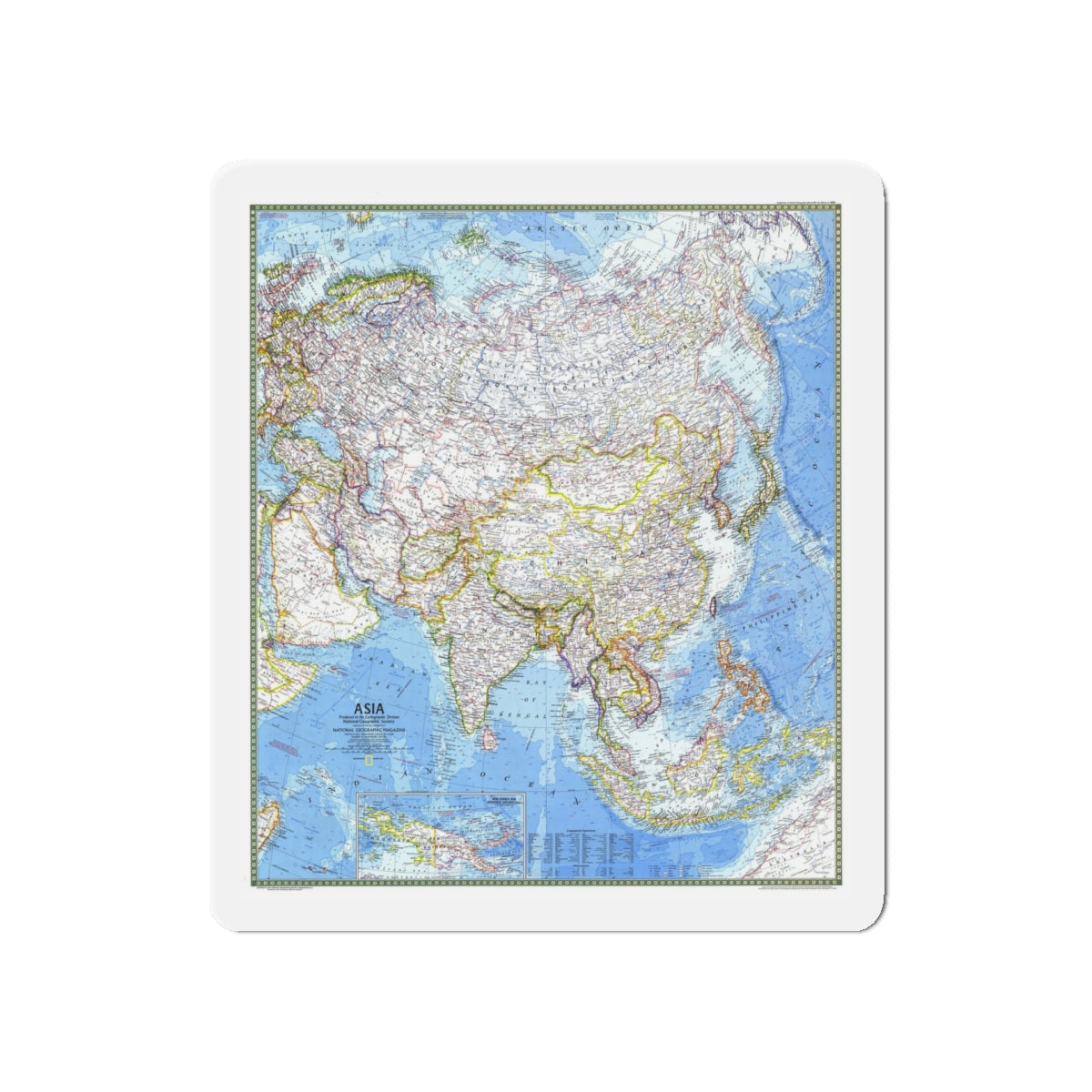 Asia (1971) (Map) Refrigerator Magnet-5" x 5"-The Sticker Space