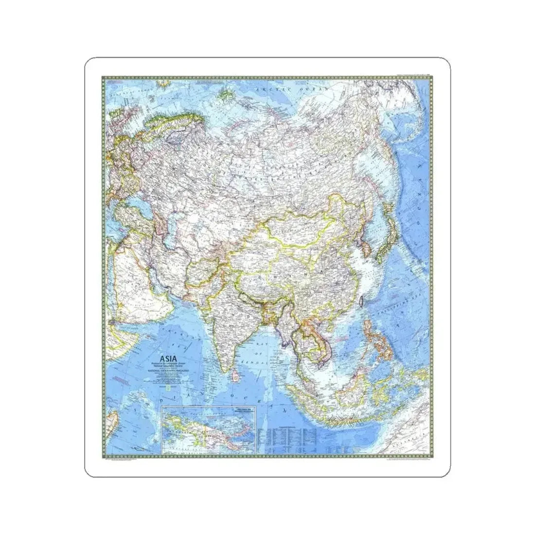 Asia (1971) (Map) STICKER Vinyl Kiss-Cut Decal 4 Inch White - The Sticker Space