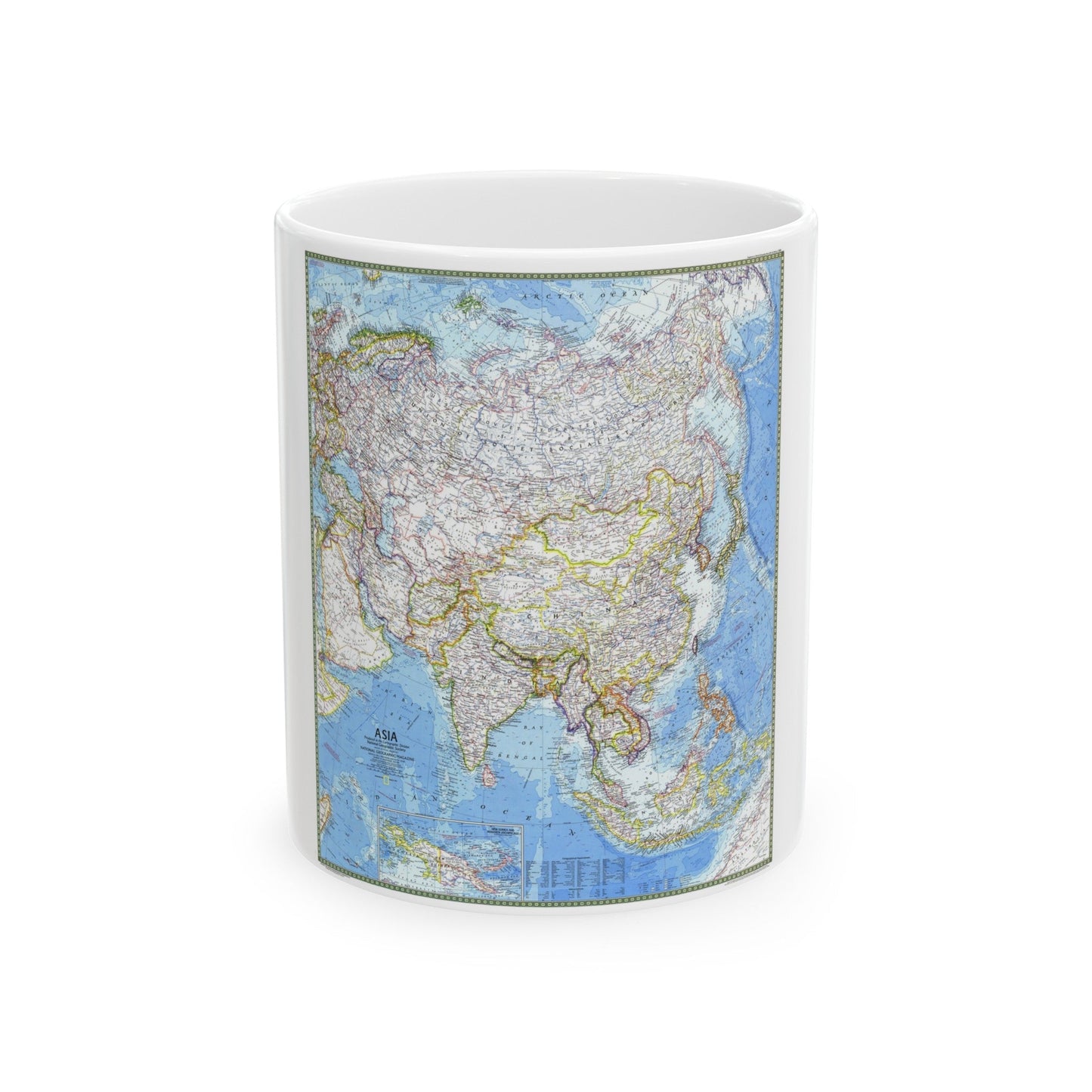 Asia (1971) (Map) White Coffee Mug-11oz-The Sticker Space