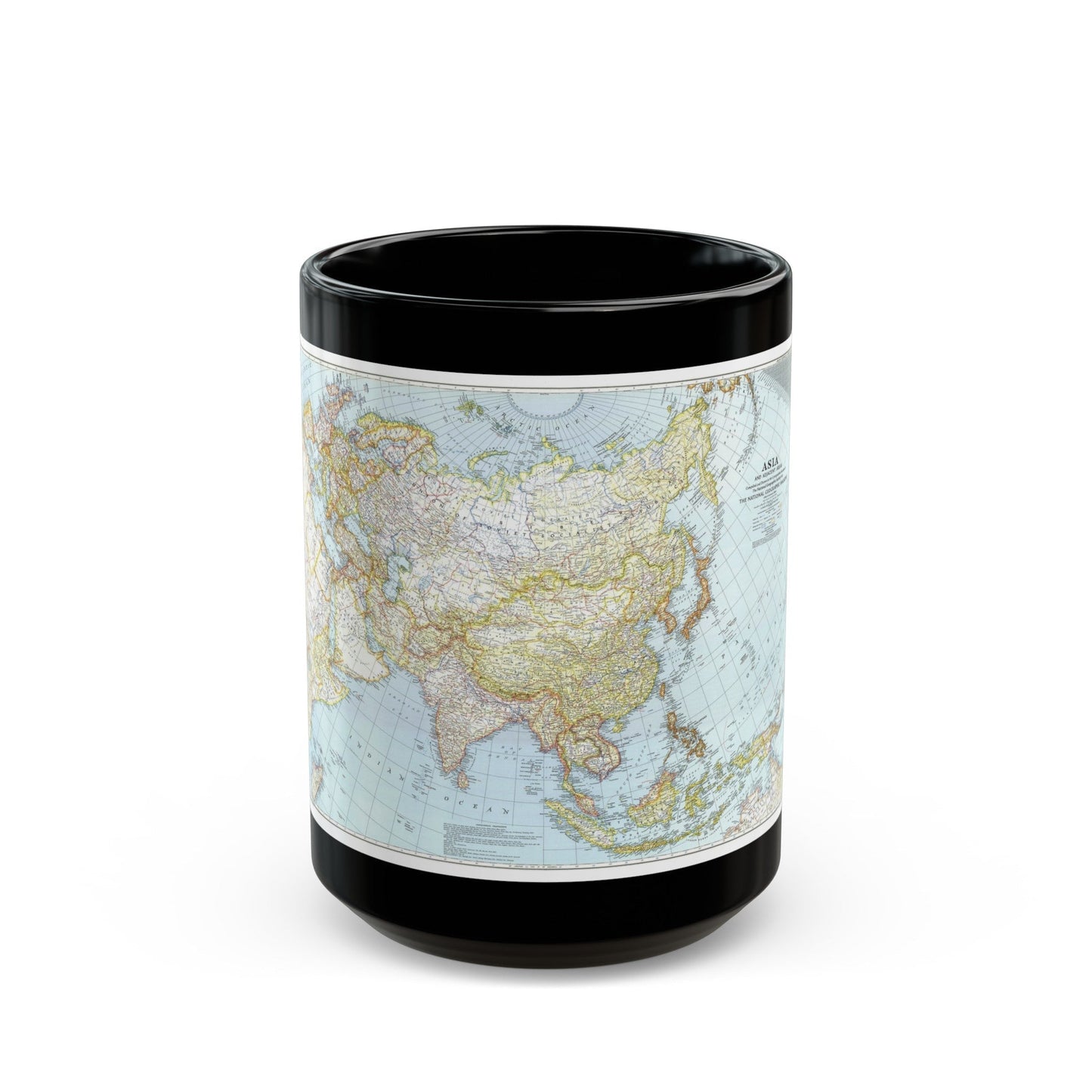 Asia and Adjacent Areas (1942) (Map) Black Coffee Mug-15oz-The Sticker Space