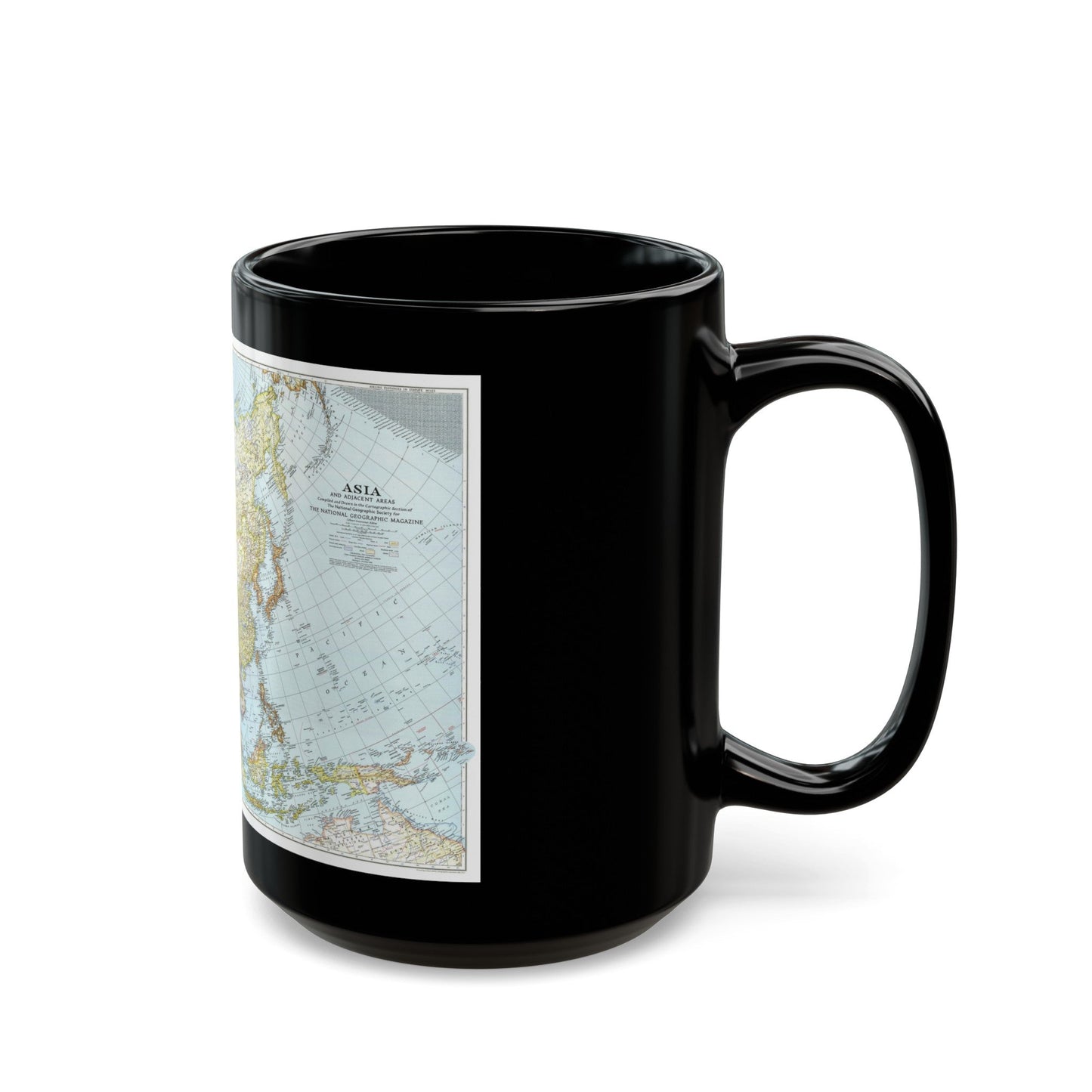 Asia and Adjacent Areas (1942) (Map) Black Coffee Mug-The Sticker Space