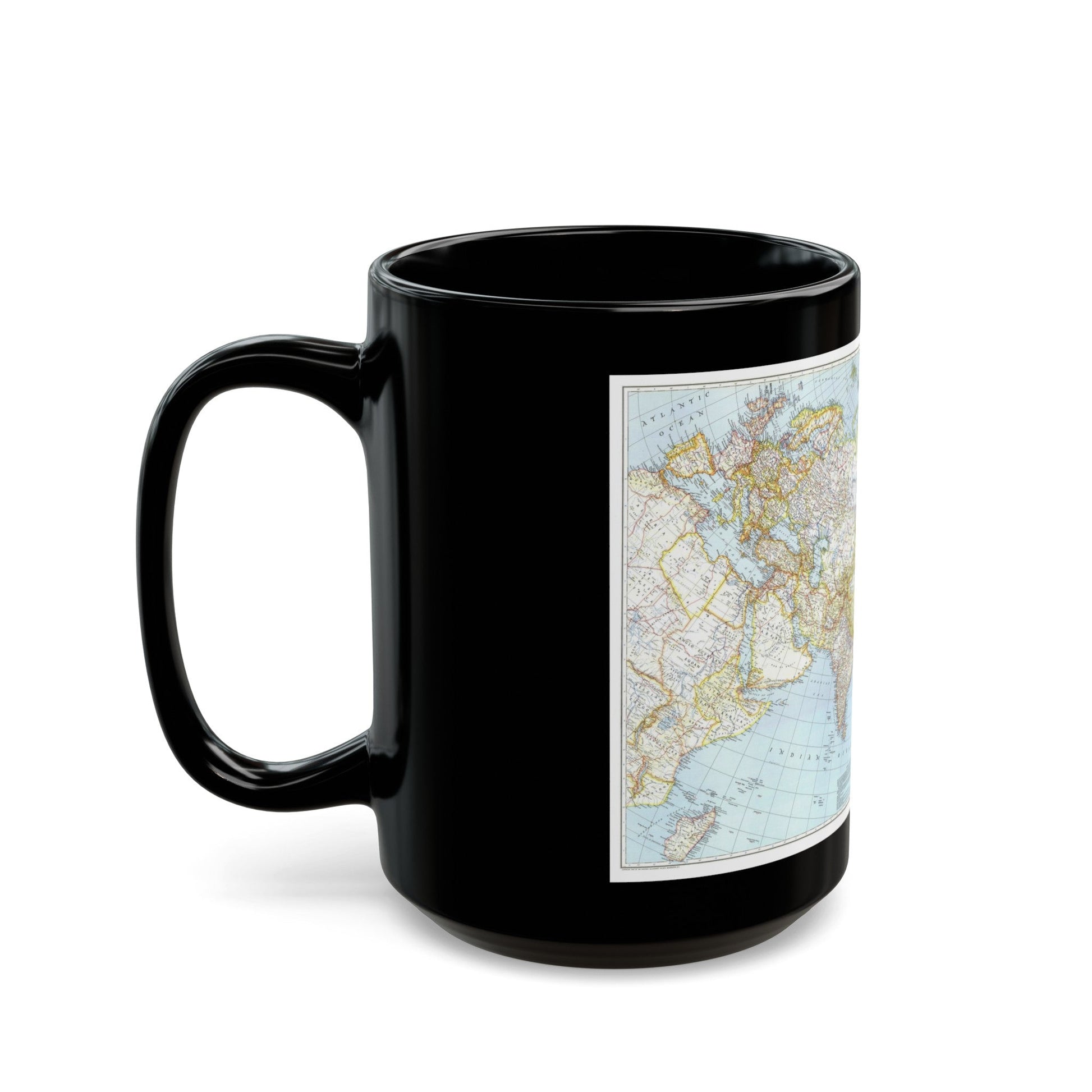 Asia and Adjacent Areas (1942) (Map) Black Coffee Mug-The Sticker Space