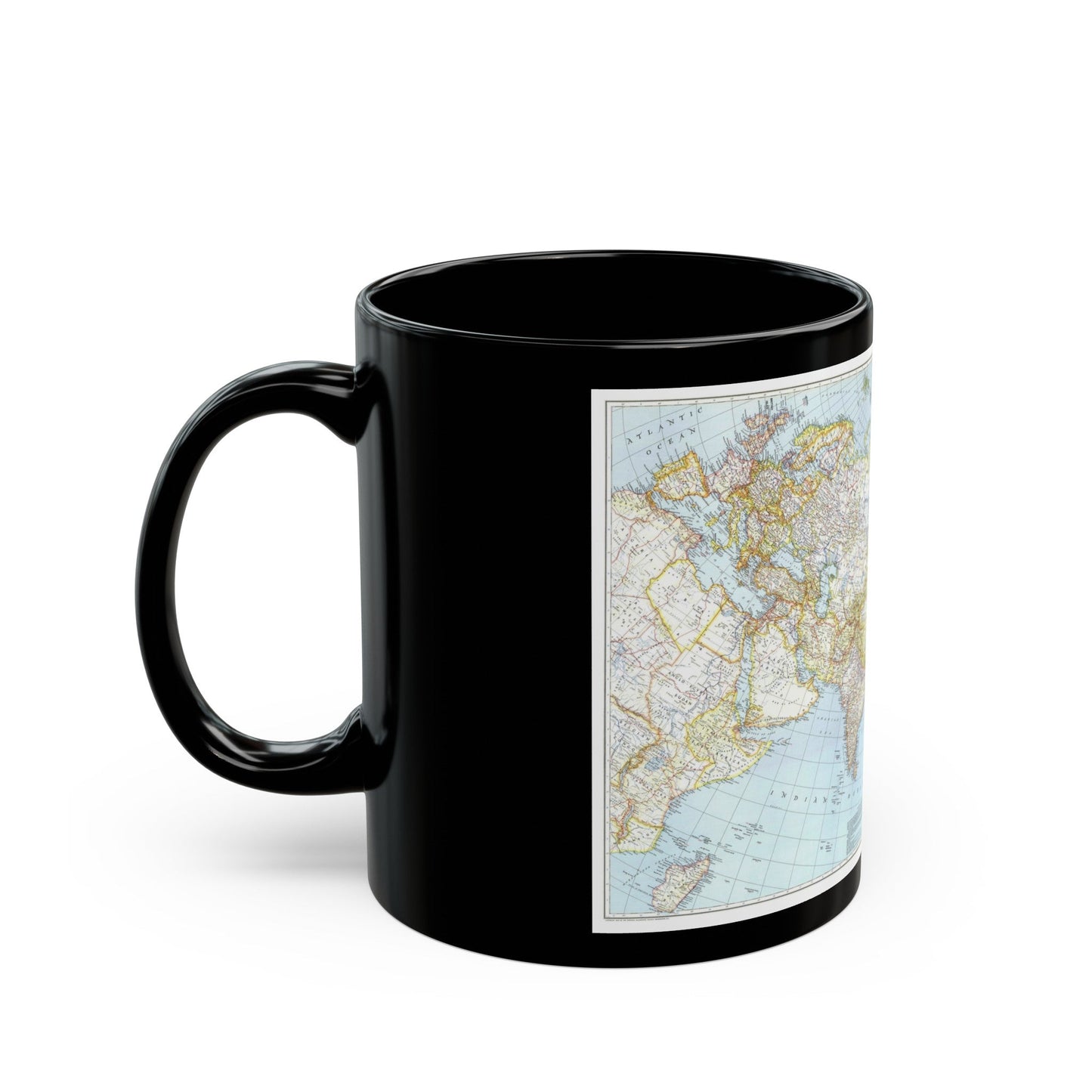 Asia and Adjacent Areas (1942) (Map) Black Coffee Mug-The Sticker Space