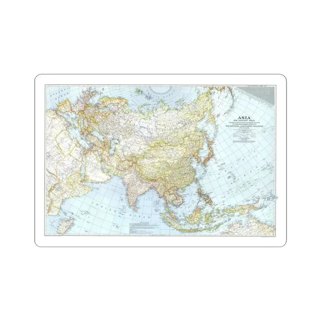 Asia and Adjacent Areas (1942) (Map) STICKER Vinyl Kiss-Cut Decal 4 Inch White - The Sticker Space
