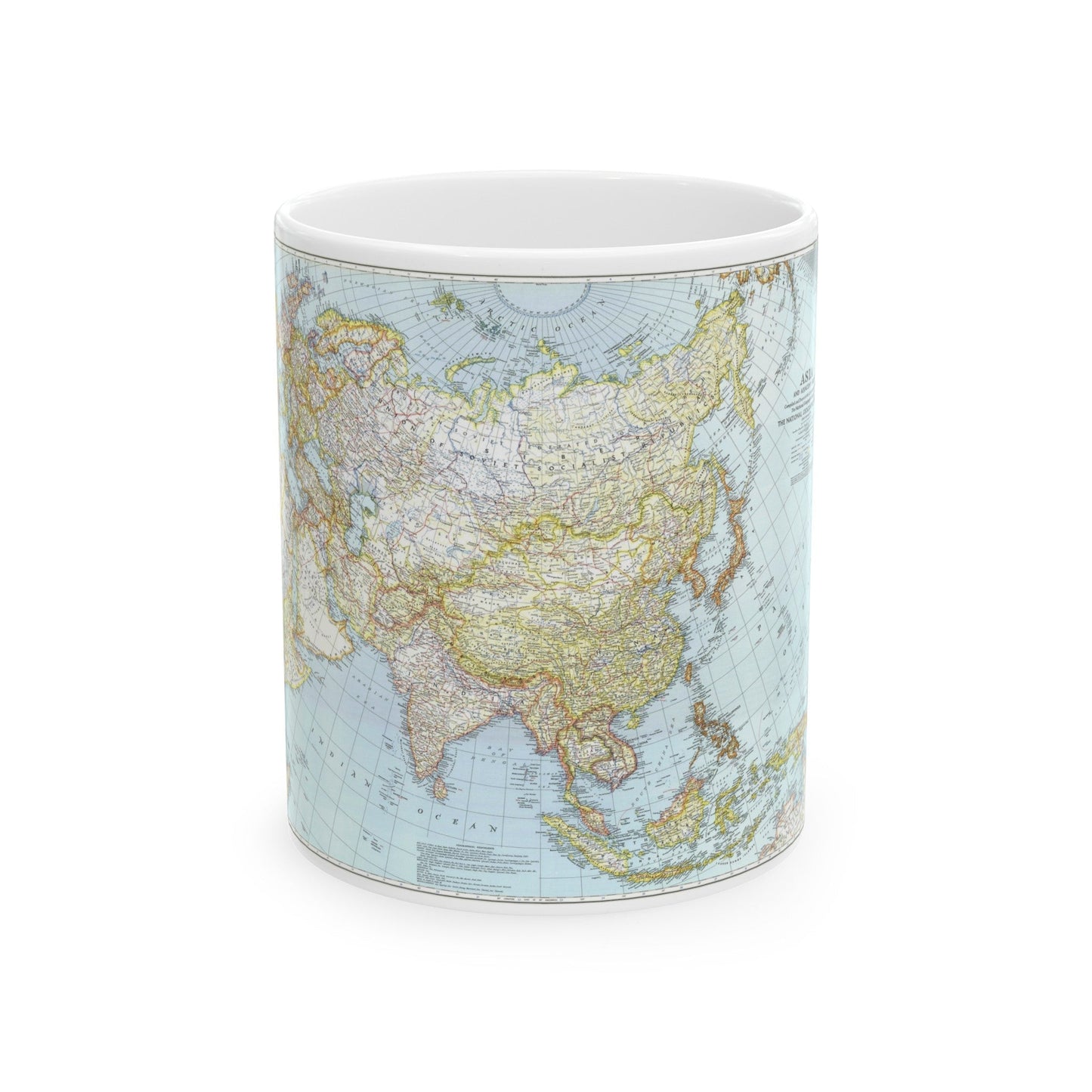 Asia and Adjacent Areas (1942) (Map) White Coffee Mug-11oz-The Sticker Space