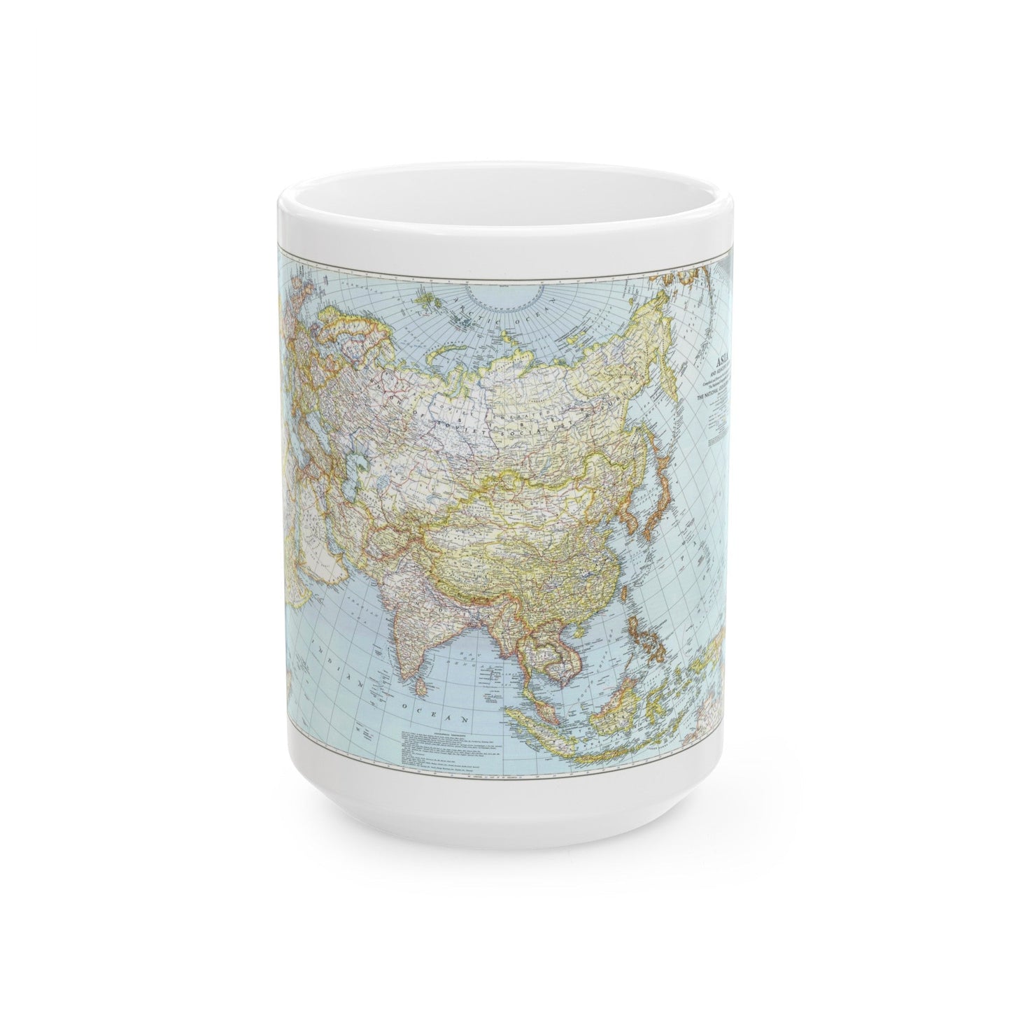 Asia and Adjacent Areas (1942) (Map) White Coffee Mug-15oz-The Sticker Space