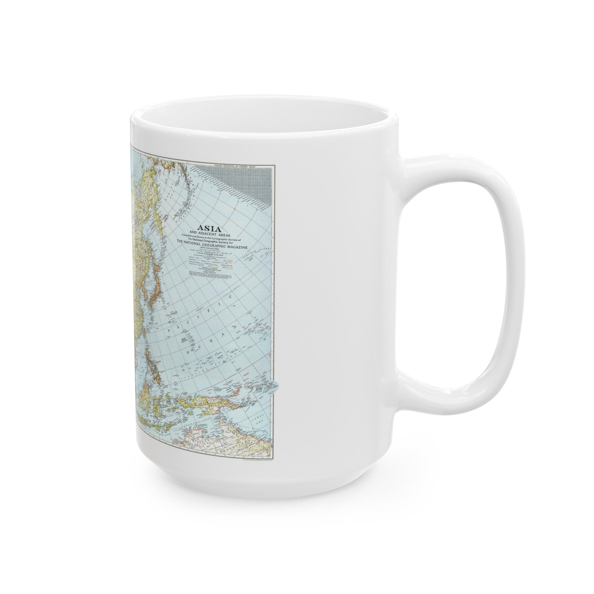 Asia and Adjacent Areas (1942) (Map) White Coffee Mug-The Sticker Space