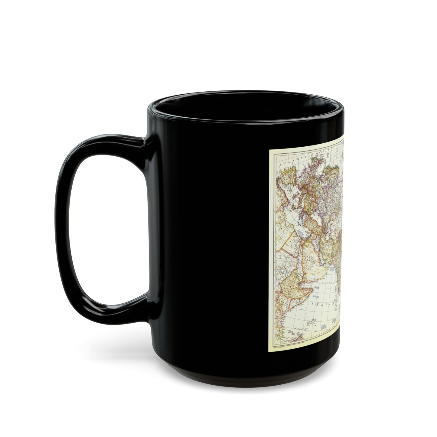 Asia and Adjacent Areas (1951) (Map) Black Coffee Mug-The Sticker Space