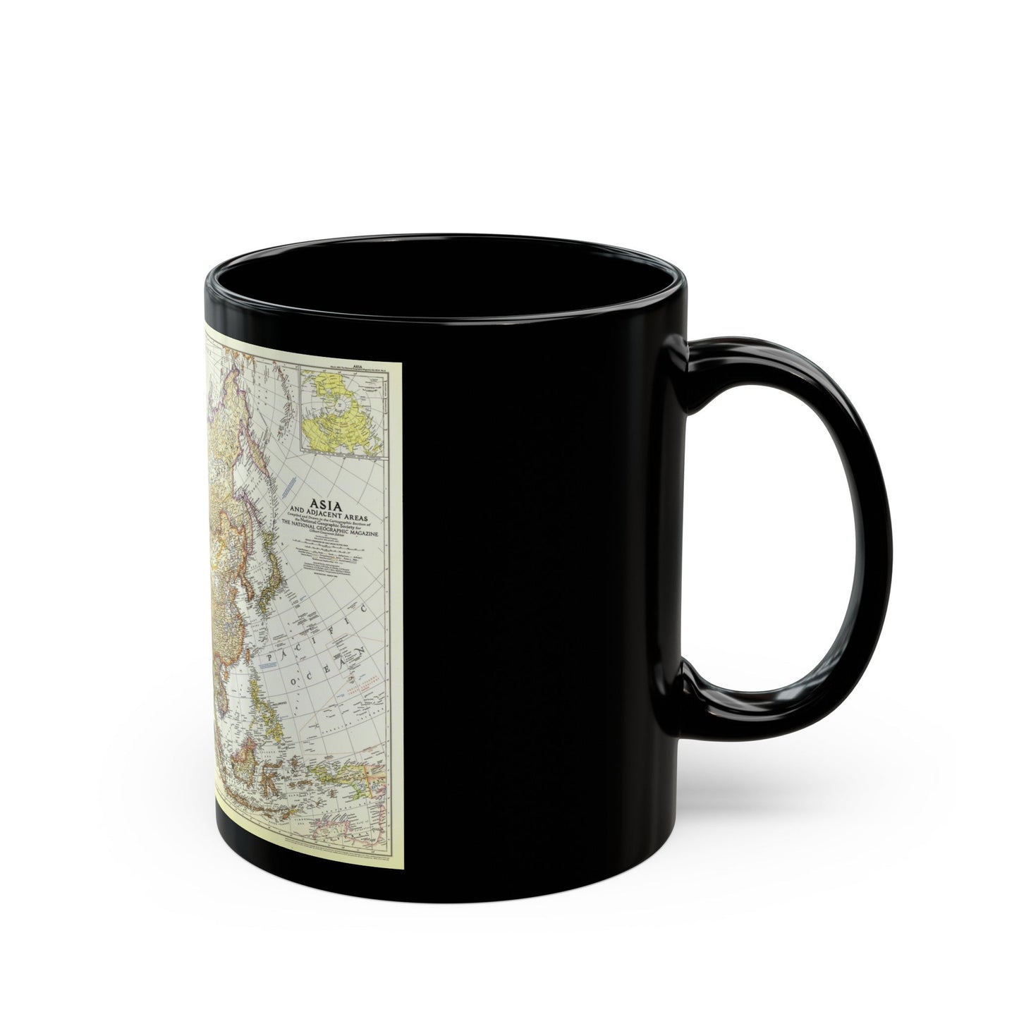 Asia and Adjacent Areas (1951) (Map) Black Coffee Mug-The Sticker Space