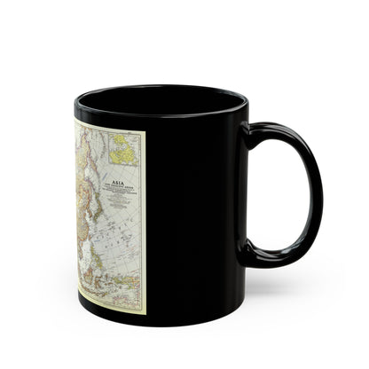 Asia and Adjacent Areas (1951) (Map) Black Coffee Mug-The Sticker Space