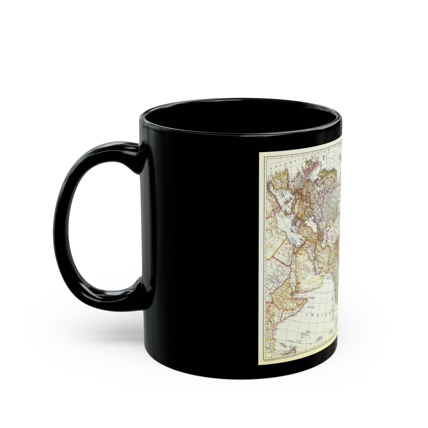 Asia and Adjacent Areas (1951) (Map) Black Coffee Mug-The Sticker Space