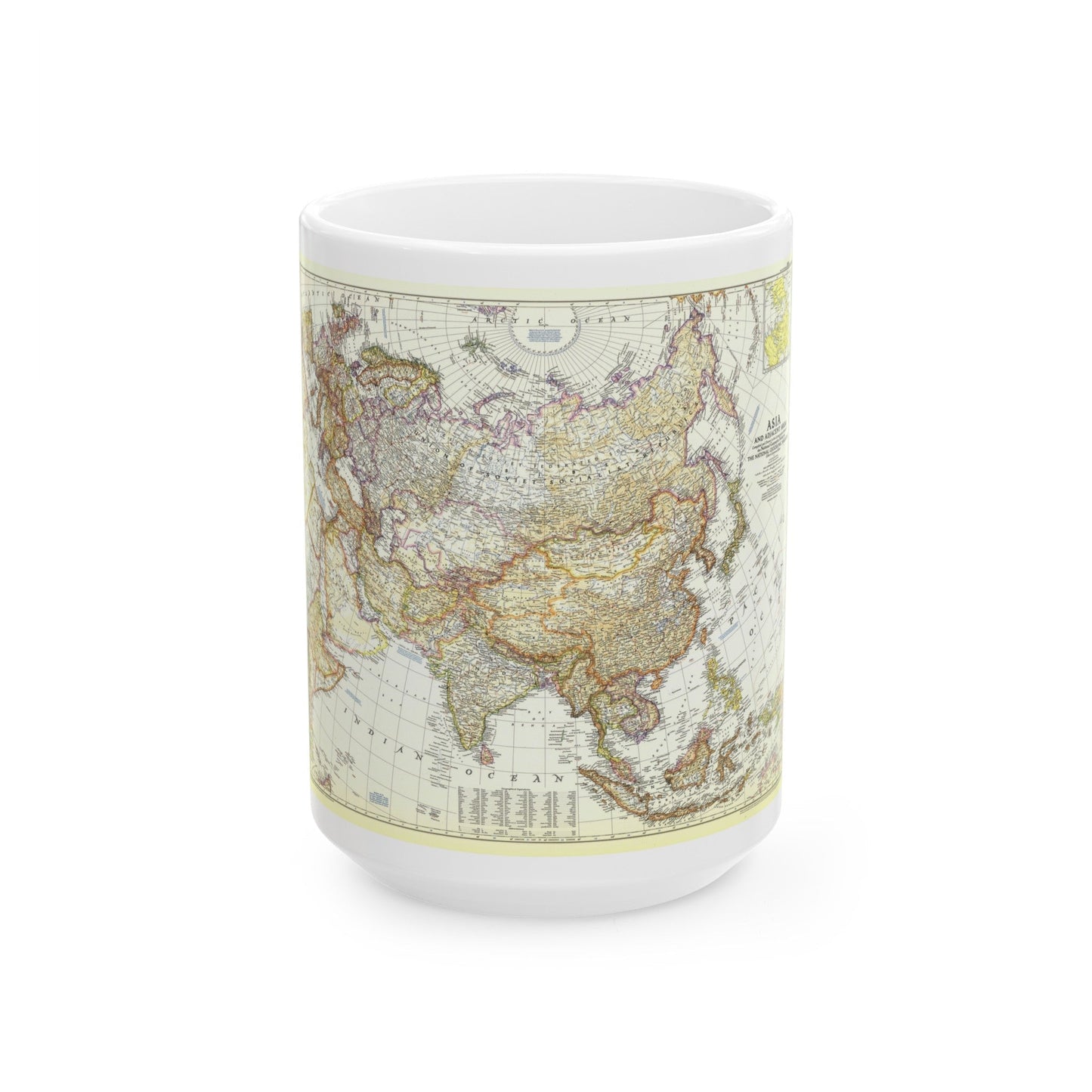 Asia and Adjacent Areas (1951) (Map) White Coffee Mug-15oz-The Sticker Space