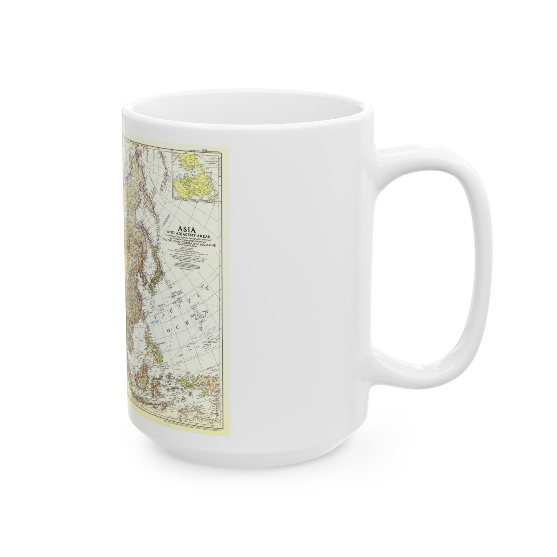 Asia and Adjacent Areas (1951) (Map) White Coffee Mug-The Sticker Space