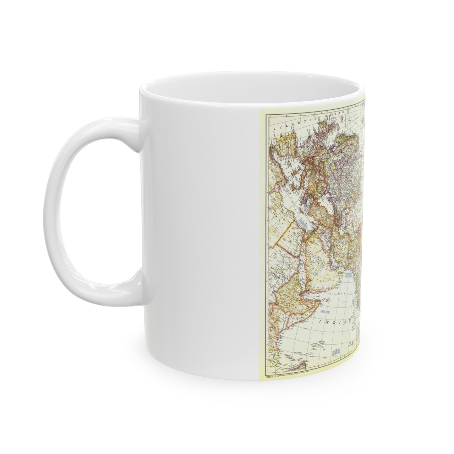 Asia and Adjacent Areas (1951) (Map) White Coffee Mug-The Sticker Space