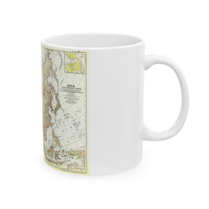 Asia and Adjacent Areas (1951) (Map) White Coffee Mug-The Sticker Space