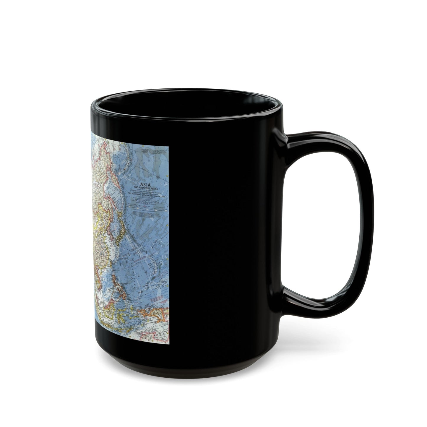 Asia and Adjacent Areas (1959) (Map) Black Coffee Mug-The Sticker Space