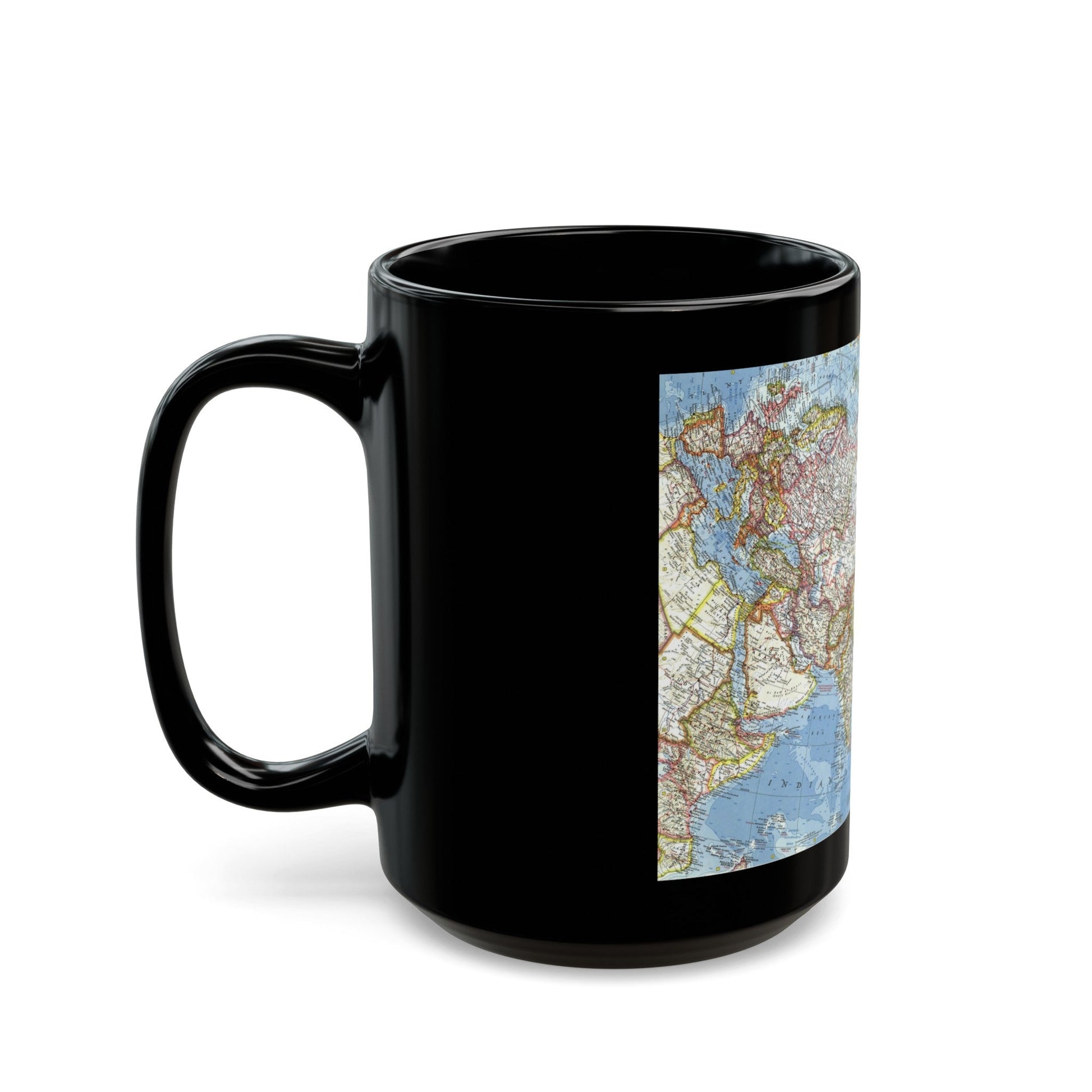 Asia and Adjacent Areas (1959) (Map) Black Coffee Mug-The Sticker Space