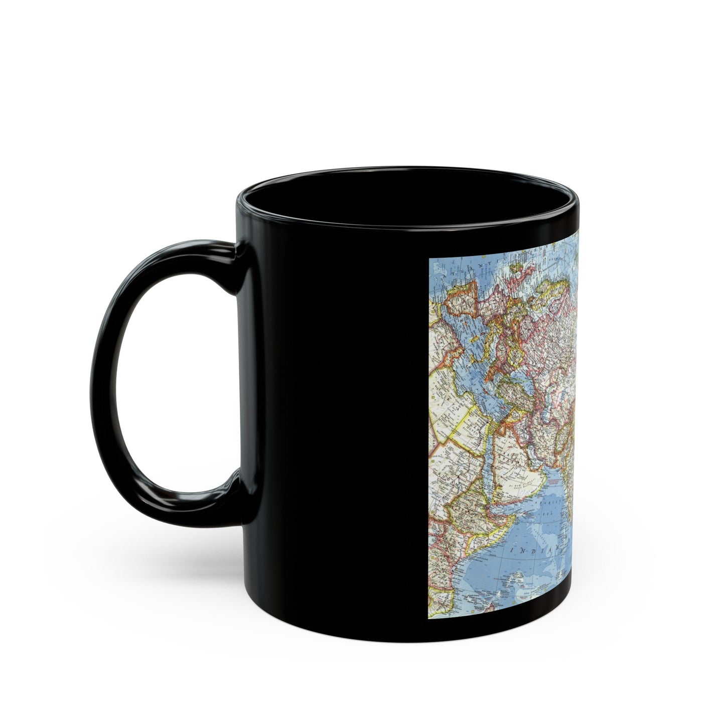 Asia and Adjacent Areas (1959) (Map) Black Coffee Mug-The Sticker Space