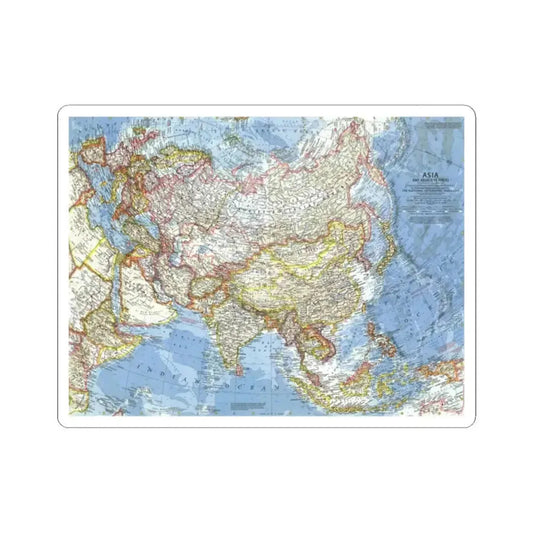 Asia and Adjacent Areas (1959) (Map) STICKER Vinyl Kiss-Cut Decal 2 Inch White - The Sticker Space