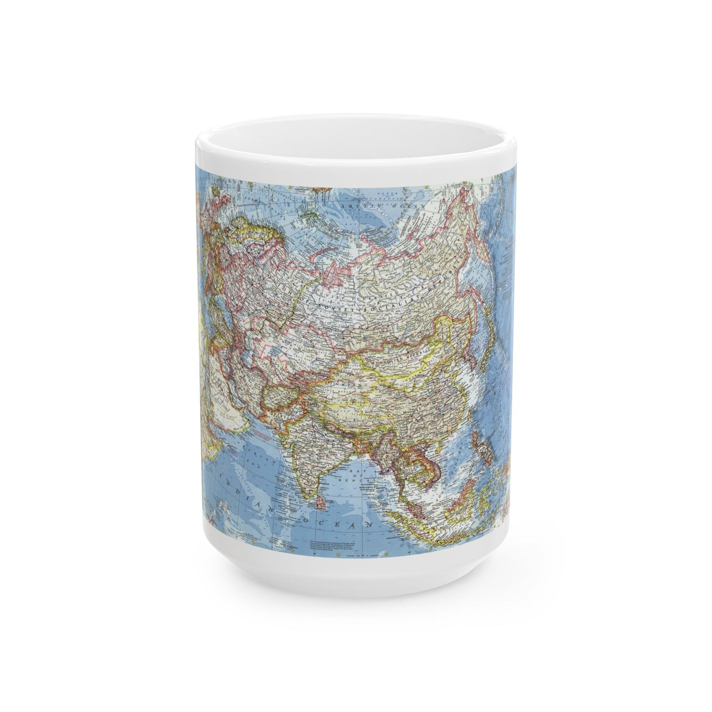 Asia and Adjacent Areas (1959) (Map) White Coffee Mug-15oz-The Sticker Space