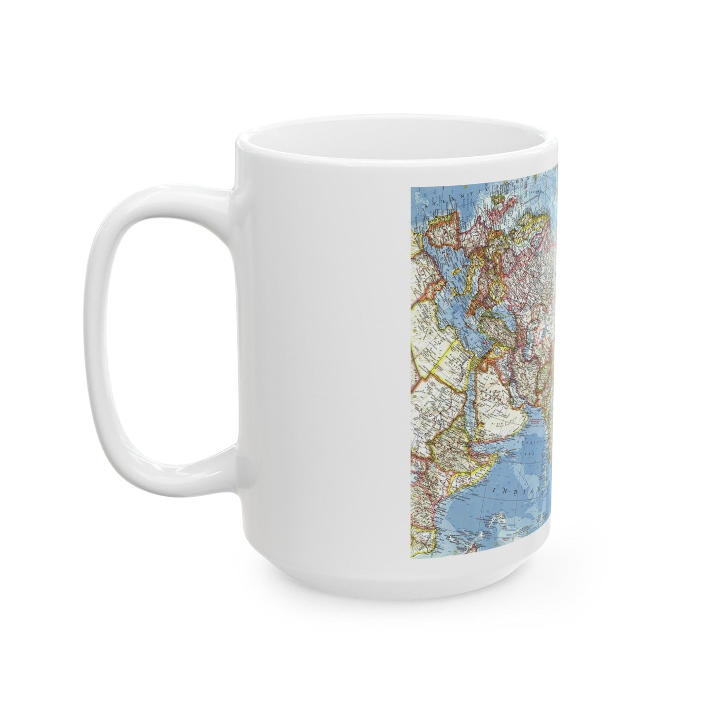 Asia and Adjacent Areas (1959) (Map) White Coffee Mug-The Sticker Space