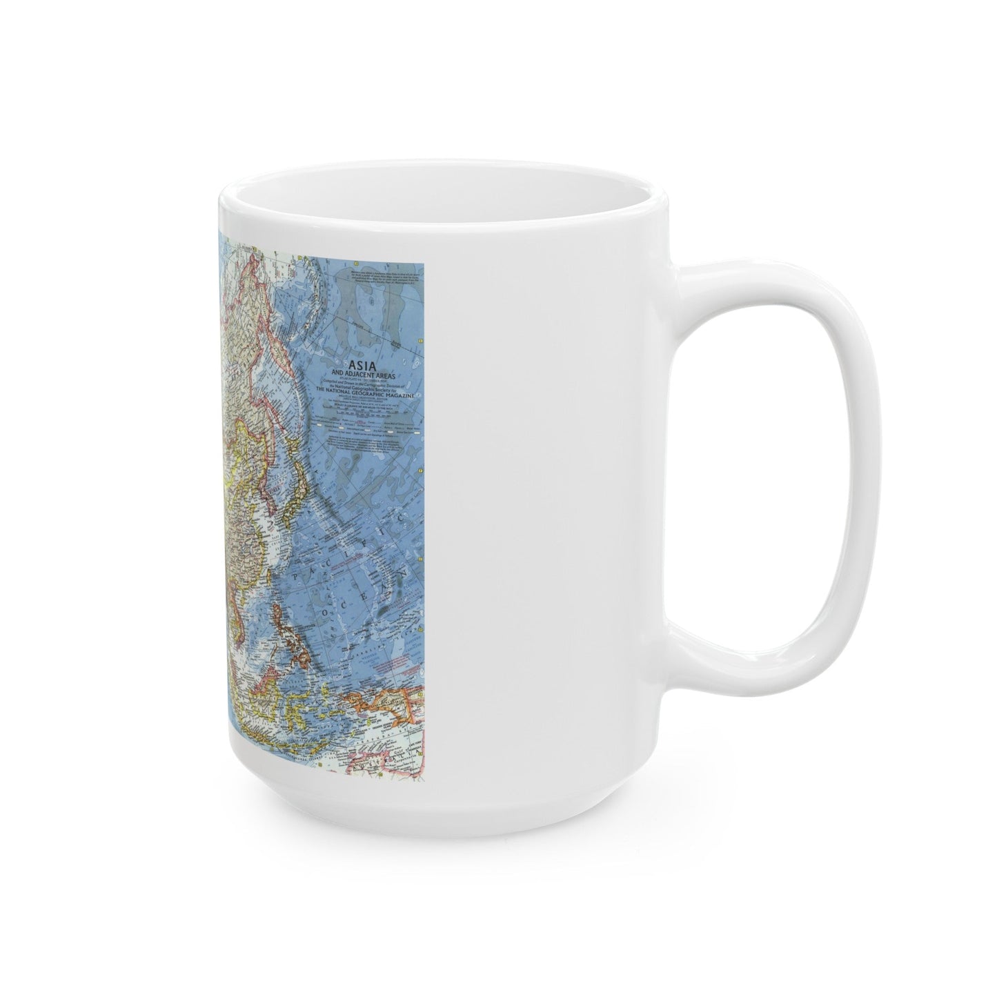 Asia and Adjacent Areas (1959) (Map) White Coffee Mug-The Sticker Space