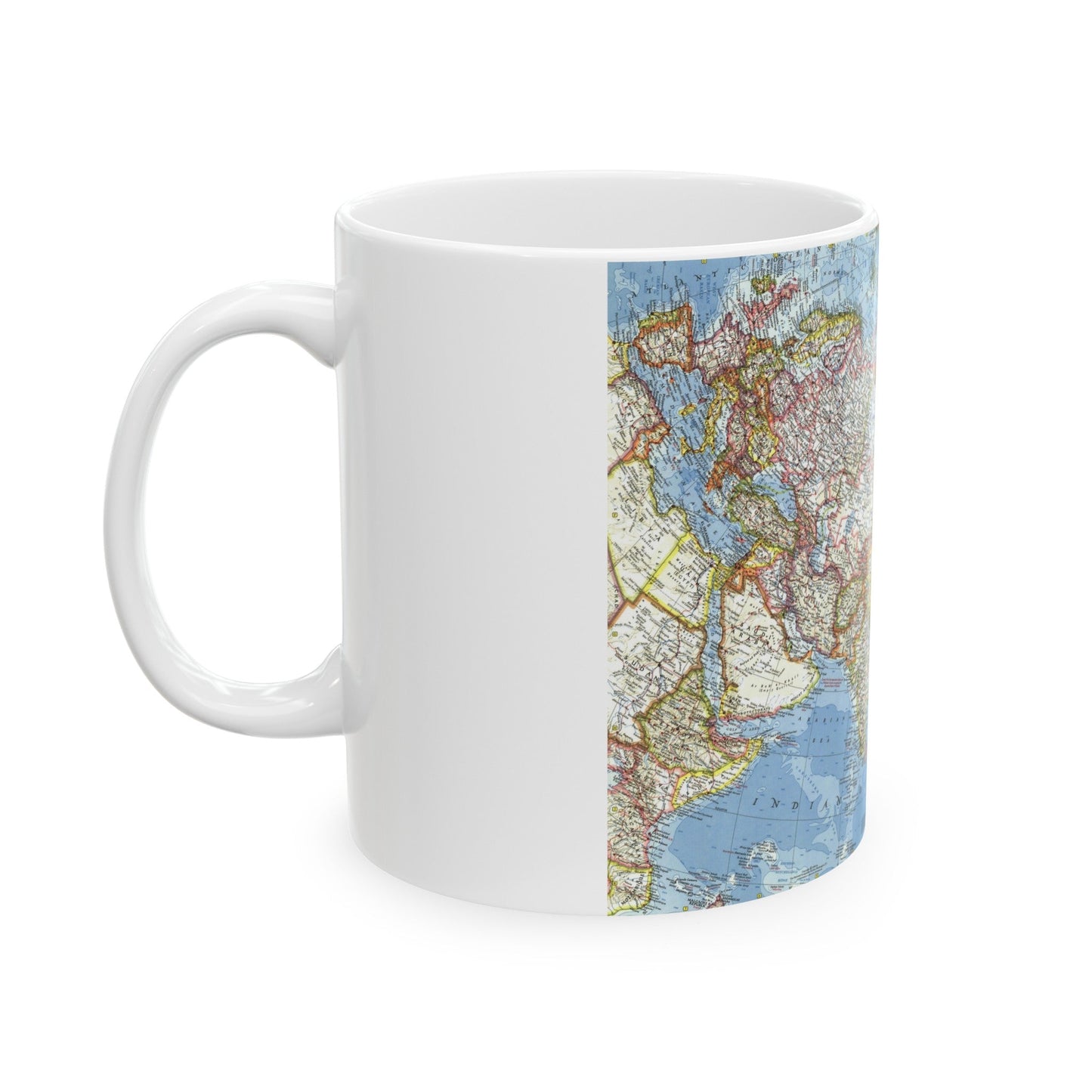 Asia and Adjacent Areas (1959) (Map) White Coffee Mug-The Sticker Space