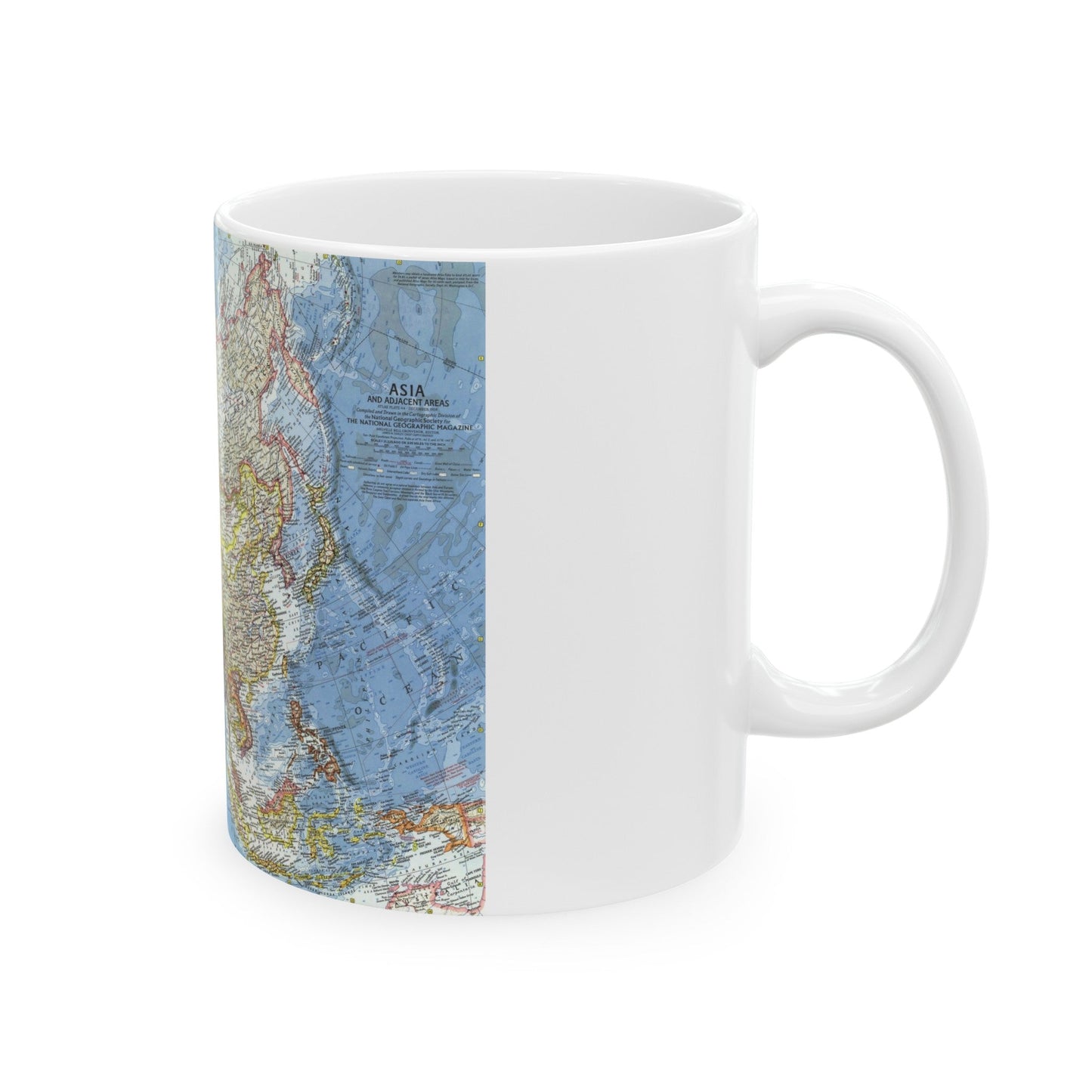 Asia and Adjacent Areas (1959) (Map) White Coffee Mug-The Sticker Space