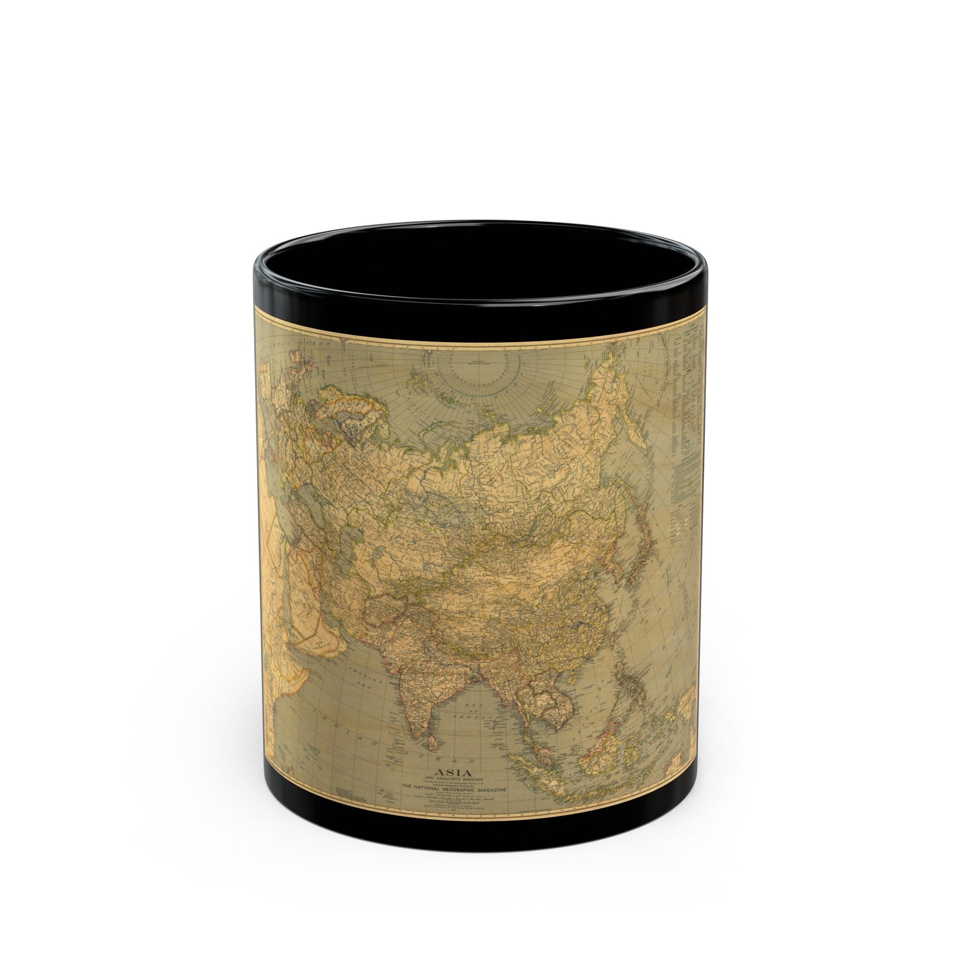 Asia and Adjacent Regions (1933) (Map) Black Coffee Mug-11oz-The Sticker Space