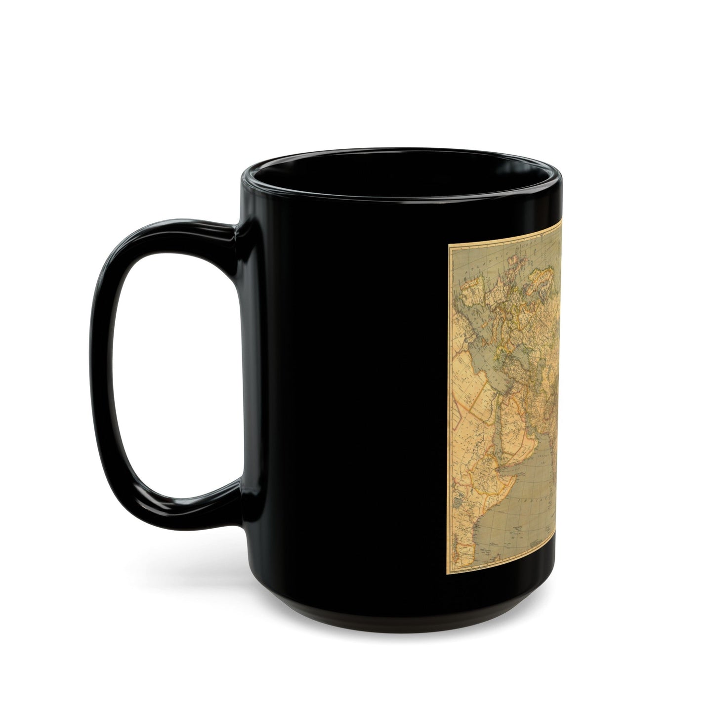 Asia and Adjacent Regions (1933) (Map) Black Coffee Mug-The Sticker Space