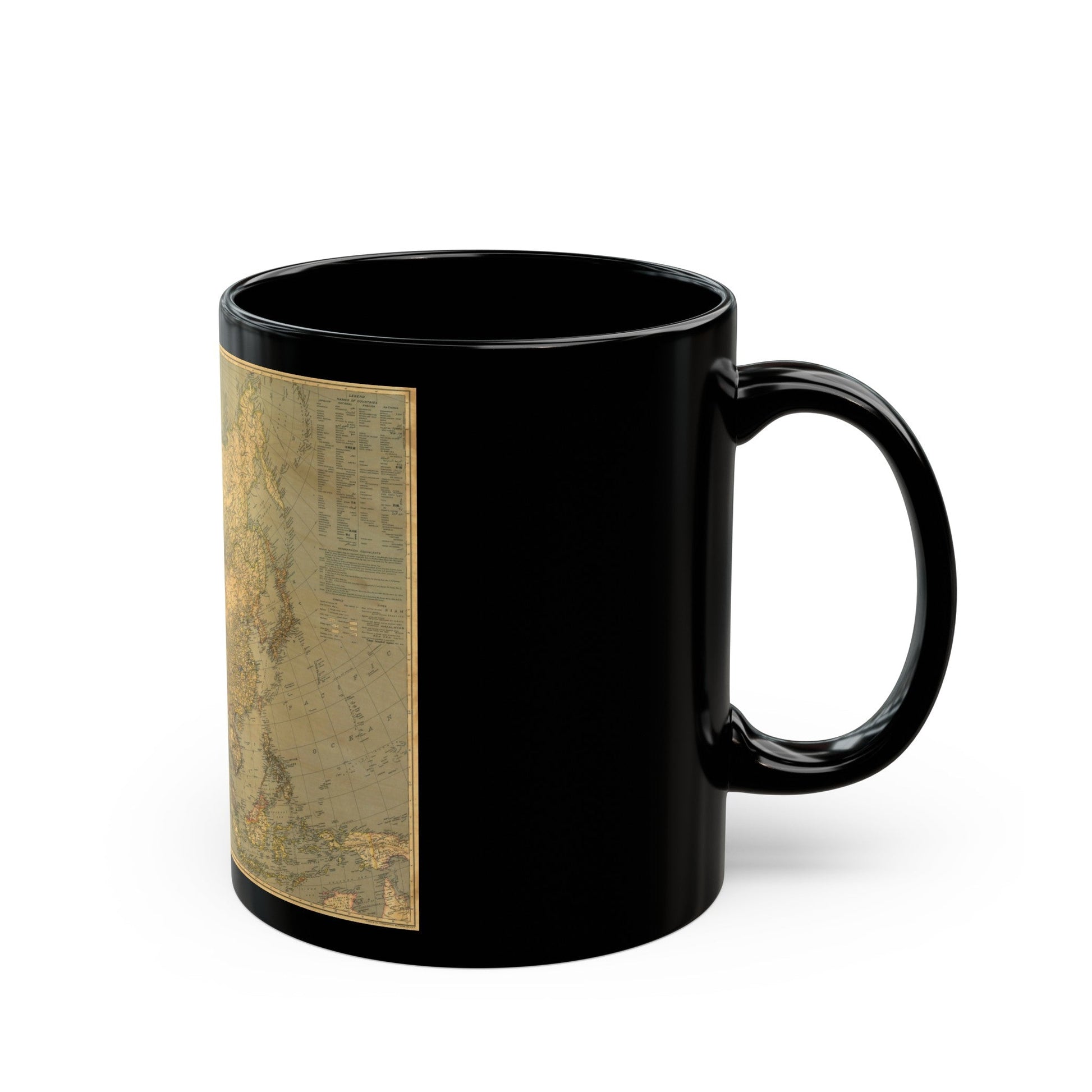 Asia and Adjacent Regions (1933) (Map) Black Coffee Mug-The Sticker Space