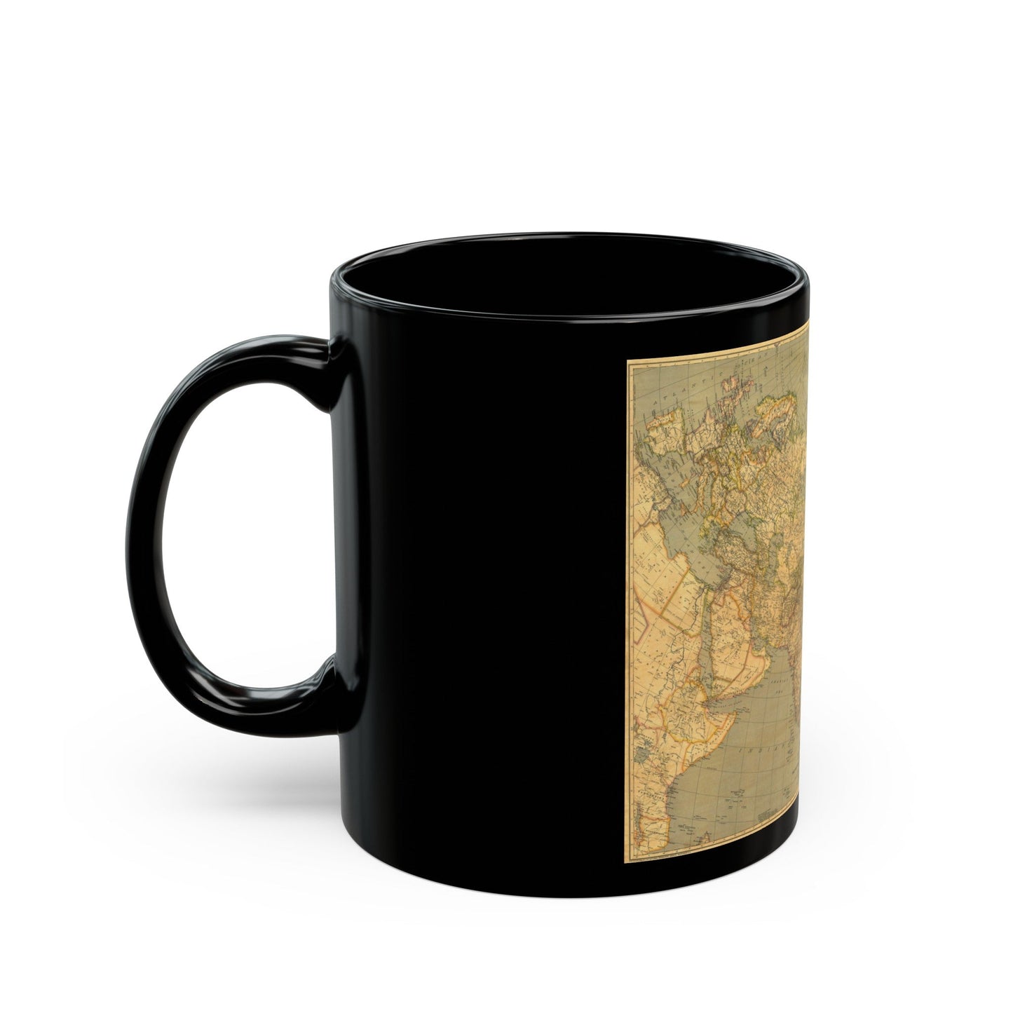 Asia and Adjacent Regions (1933) (Map) Black Coffee Mug-The Sticker Space