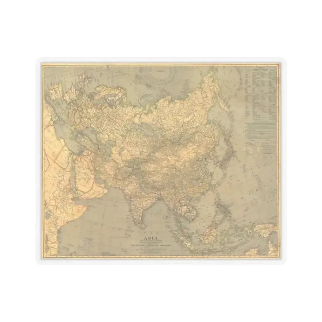 Asia and Adjacent Regions (1933) (Map) STICKER Vinyl Kiss-Cut Decal 2 Inch Transparent - The Sticker Space