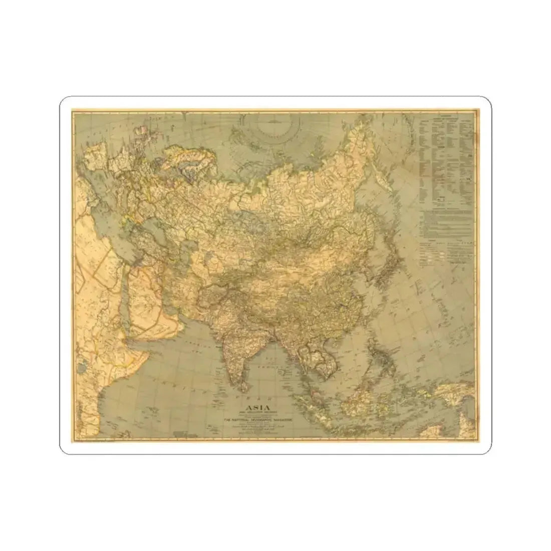 Asia and Adjacent Regions (1933) (Map) STICKER Vinyl Kiss-Cut Decal 2 Inch White - The Sticker Space