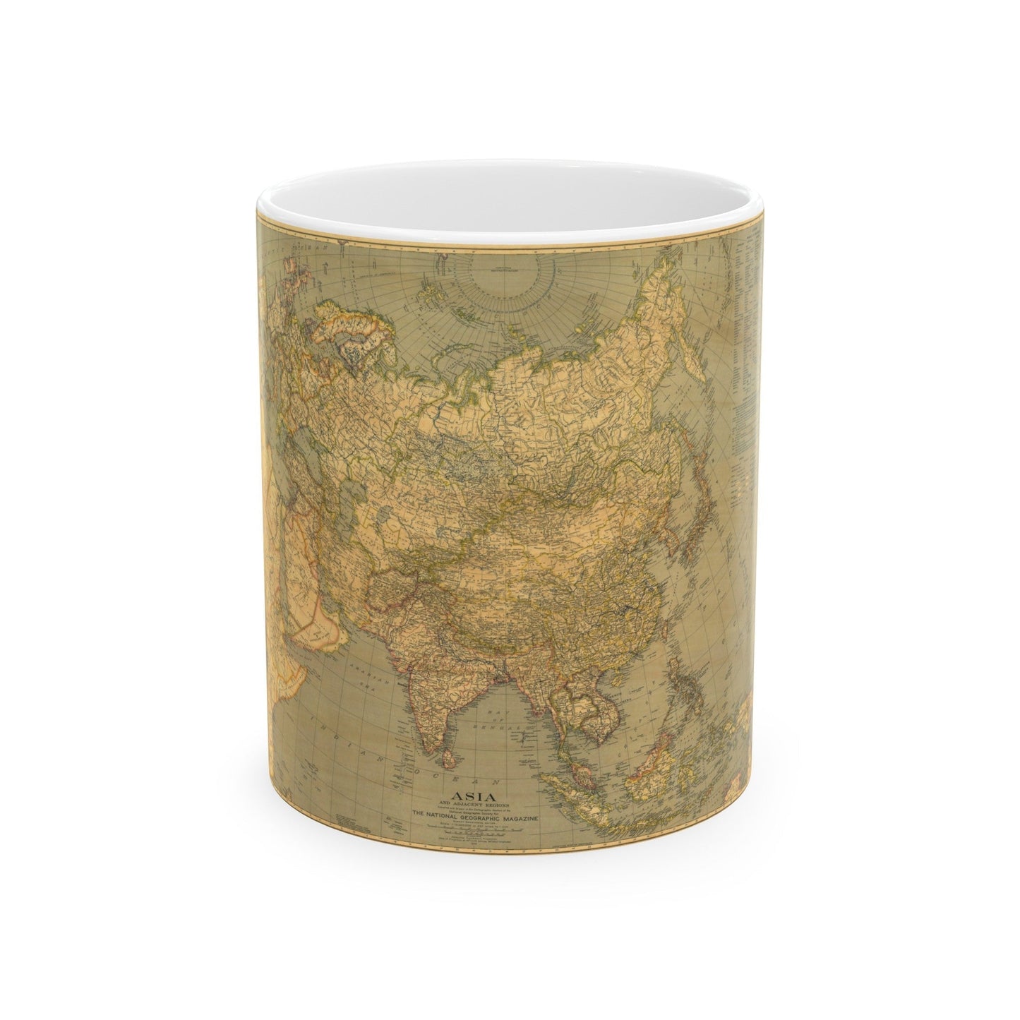 Asia and Adjacent Regions (1933) (Map) White Coffee Mug-11oz-The Sticker Space