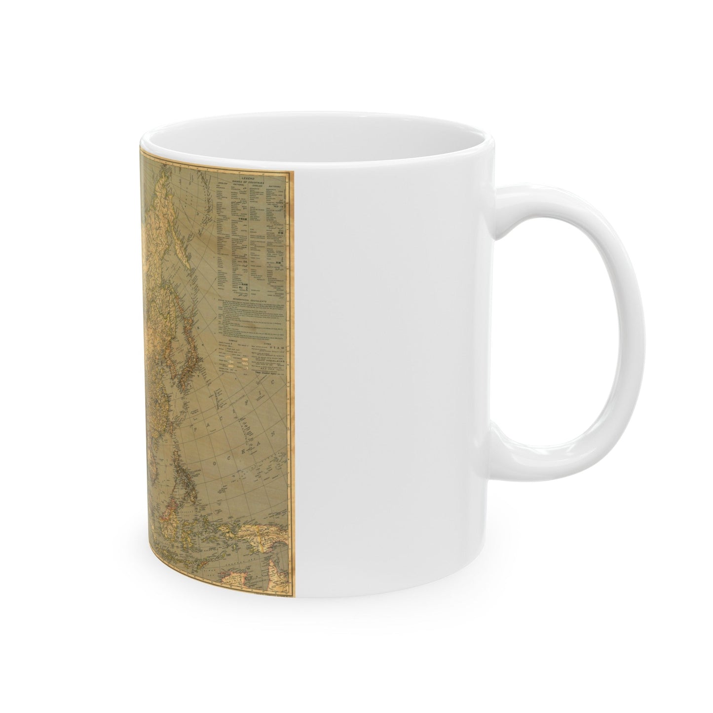 Asia and Adjacent Regions (1933) (Map) White Coffee Mug-The Sticker Space