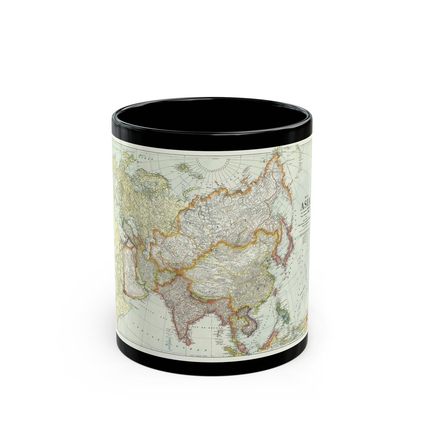 Asia and Adjoining Europe (1921) (Map) Black Coffee Mug-11oz-The Sticker Space