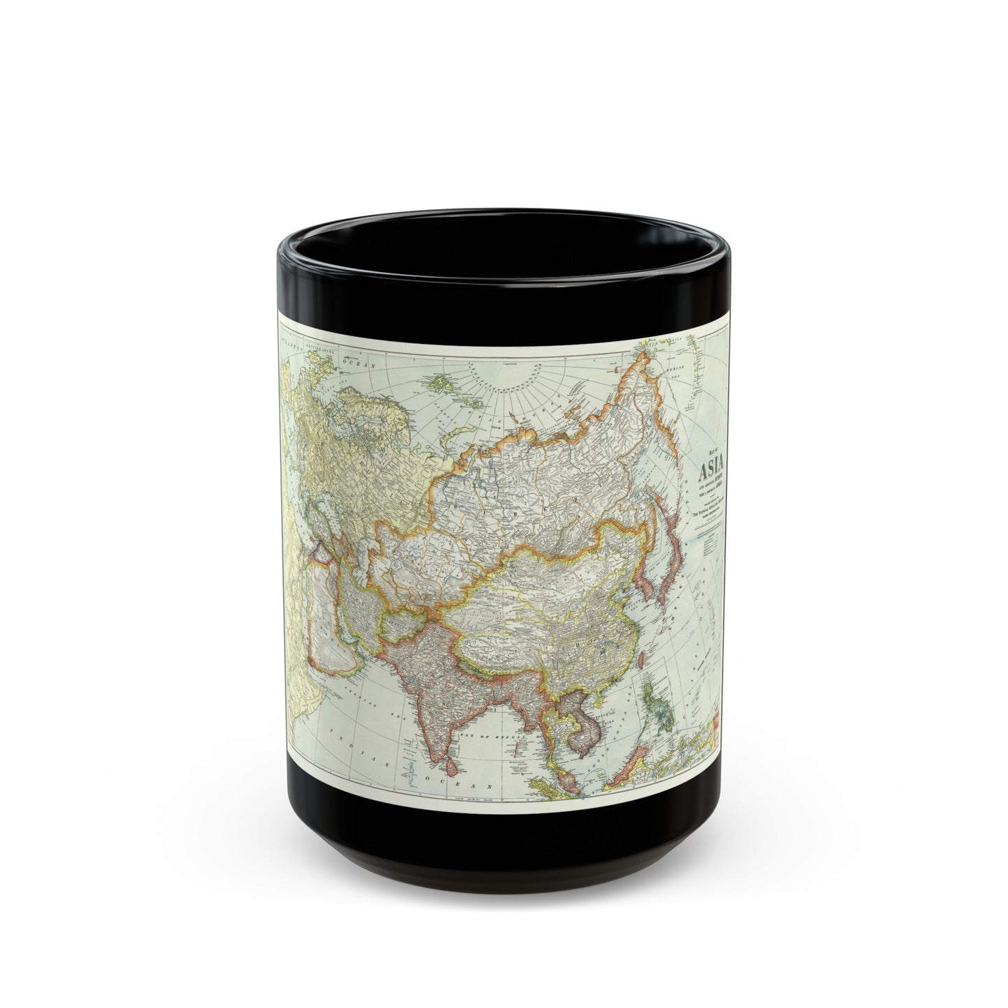 Asia and Adjoining Europe (1921) (Map) Black Coffee Mug-15oz-The Sticker Space