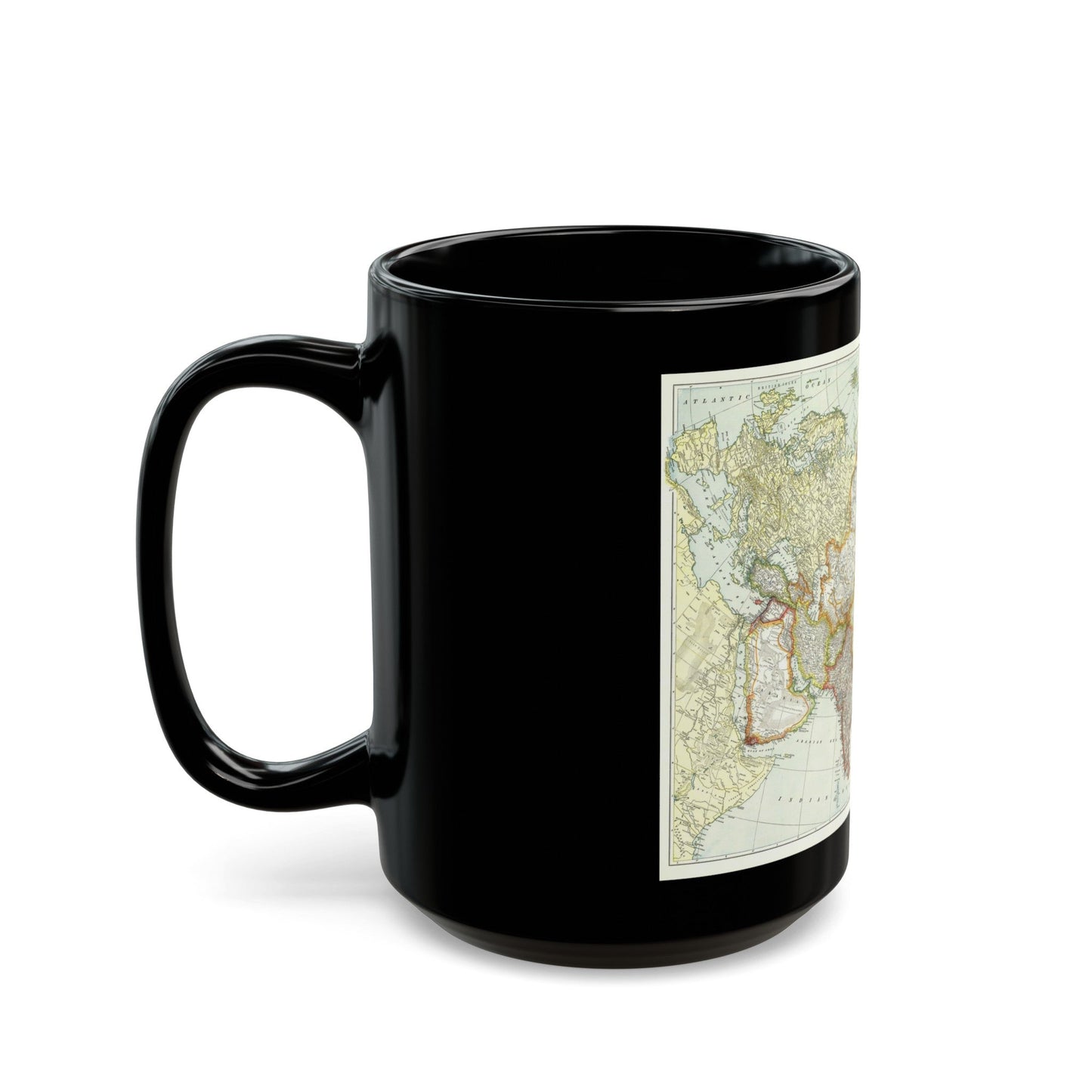 Asia and Adjoining Europe (1921) (Map) Black Coffee Mug-The Sticker Space