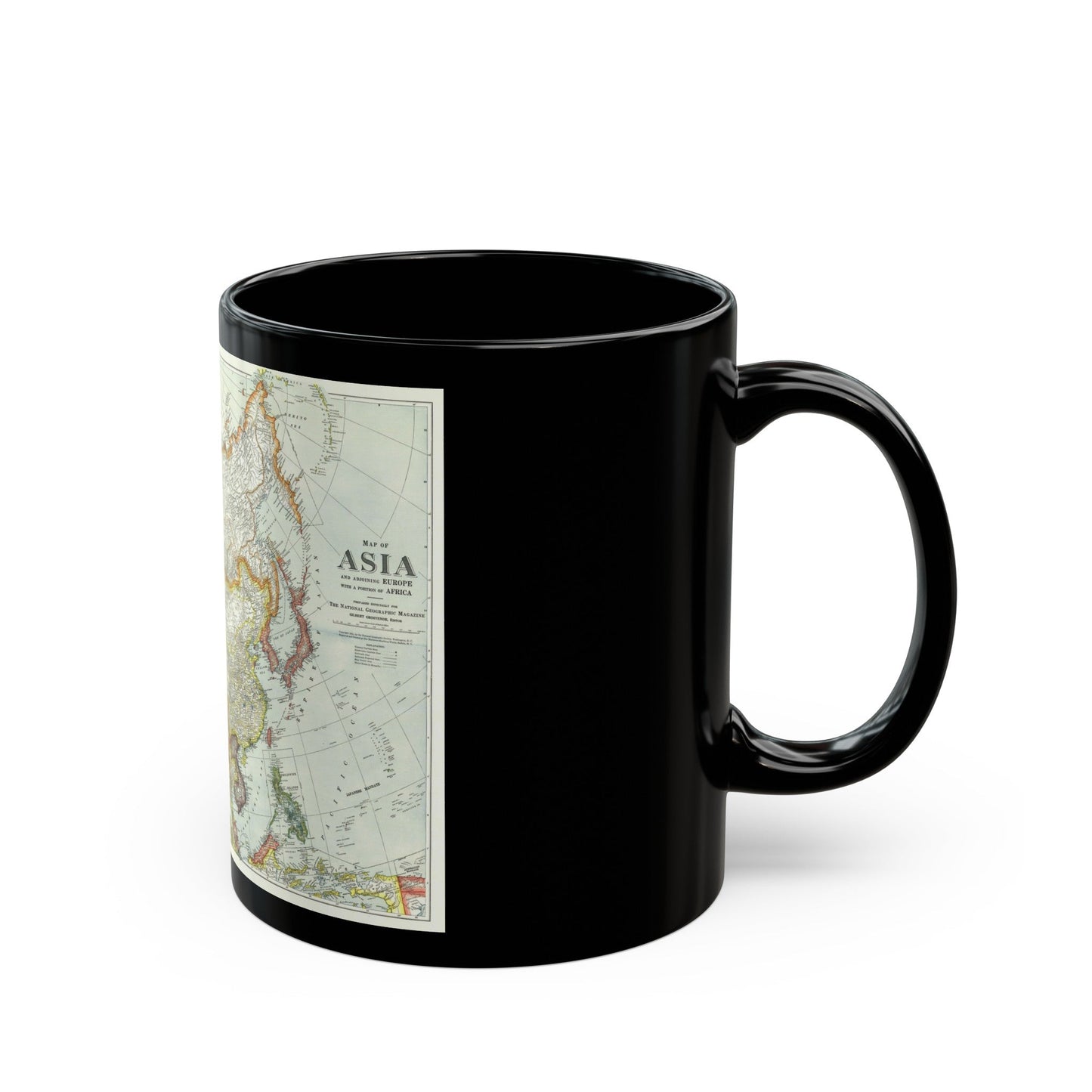 Asia and Adjoining Europe (1921) (Map) Black Coffee Mug-The Sticker Space