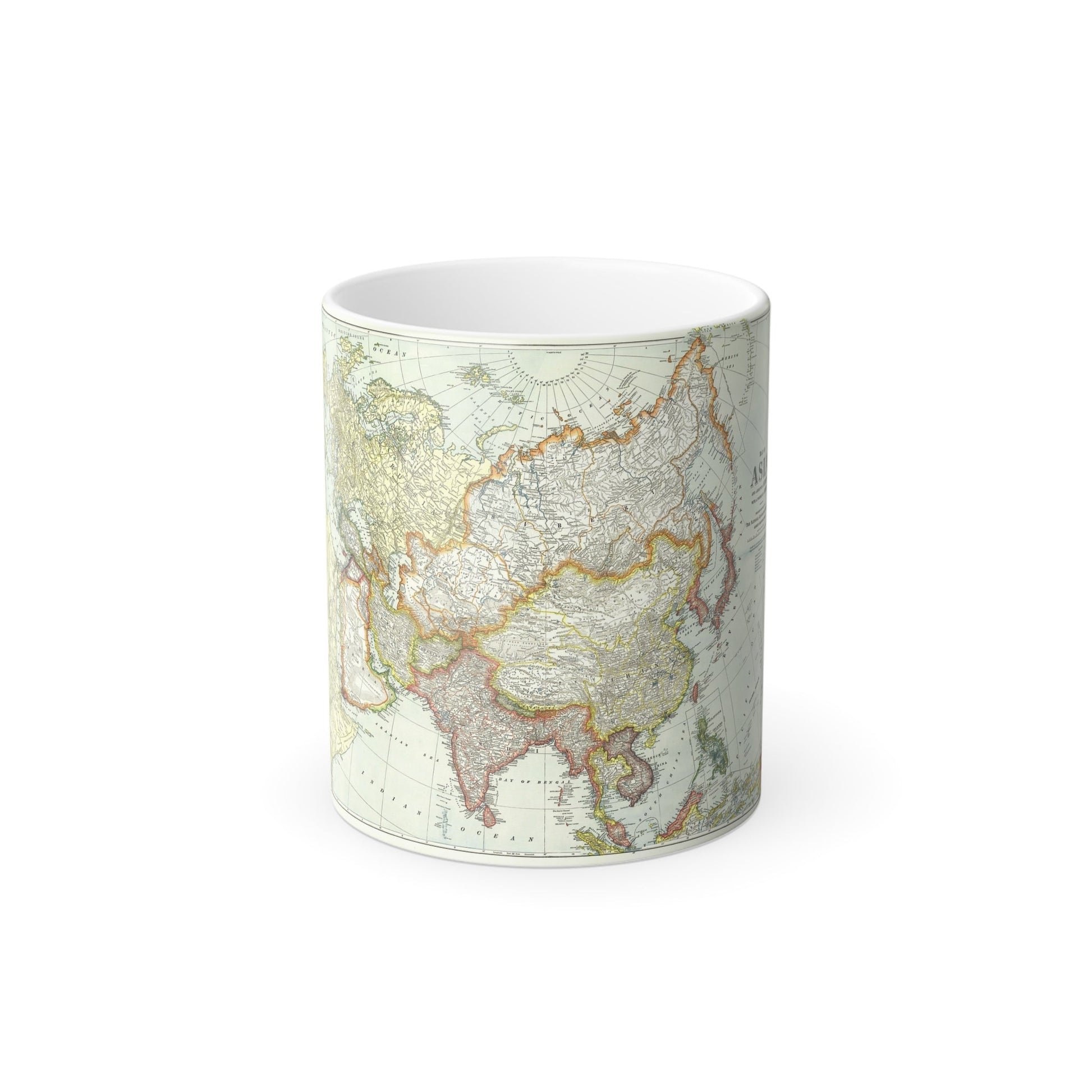 Asia and Adjoining Europe (1921) (Map) Color Changing Mug 11oz-11oz-The Sticker Space