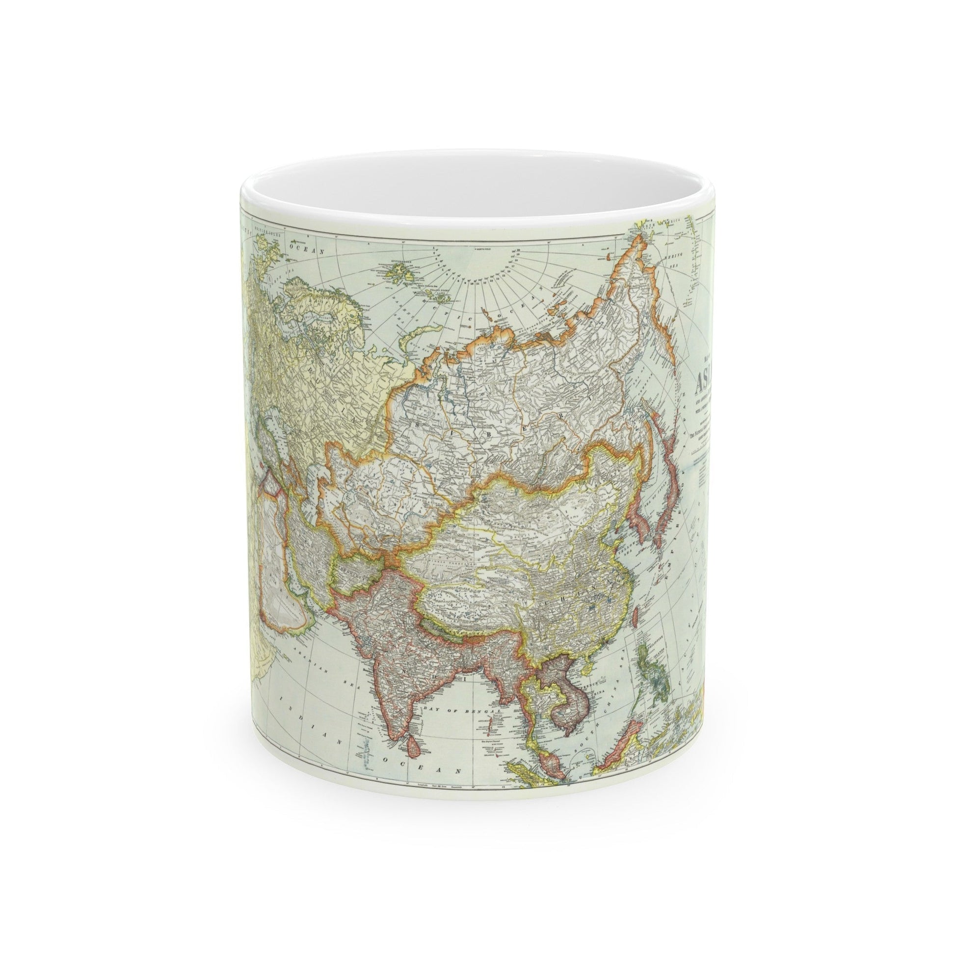 Asia and Adjoining Europe (1921) (Map) White Coffee Mug-11oz-The Sticker Space