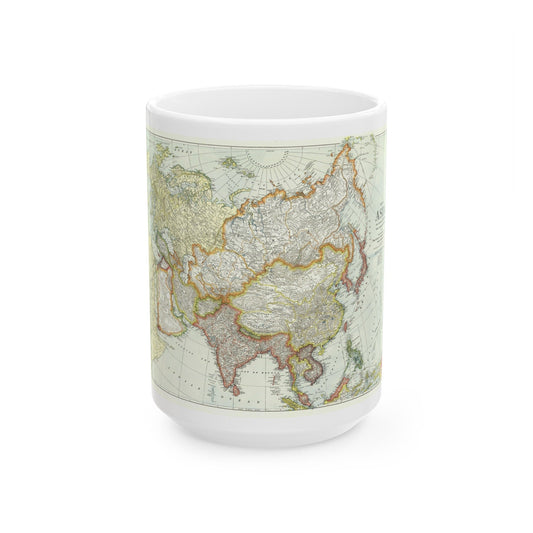 Asia and Adjoining Europe (1921) (Map) White Coffee Mug-15oz-The Sticker Space