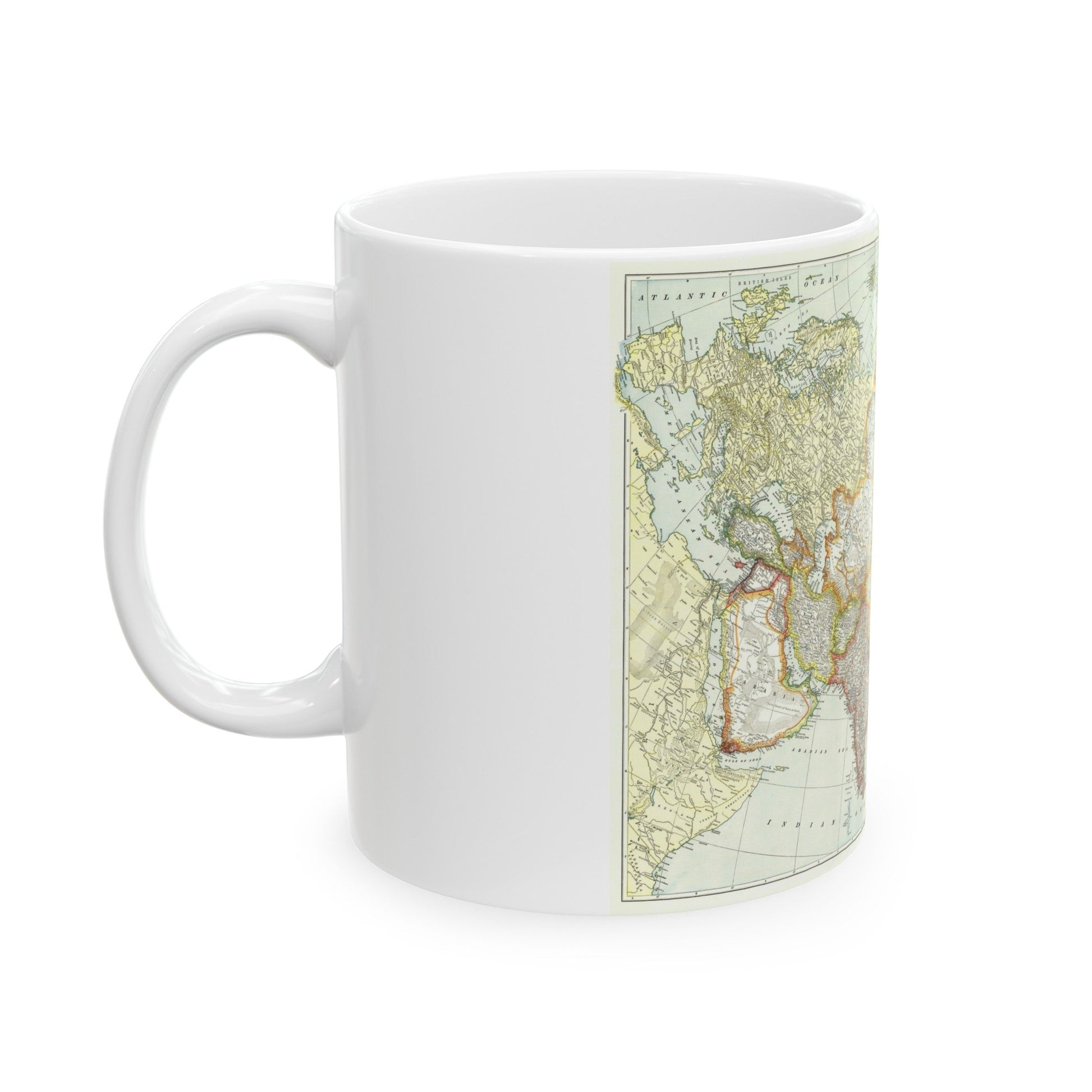 Asia and Adjoining Europe (1921) (Map) White Coffee Mug-The Sticker Space