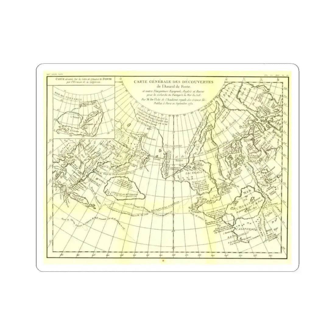 Asia - Carte Generale des Decouvertes (1892) (Map) STICKER Vinyl Kiss-Cut Decal 3 Inch White - The Sticker Space