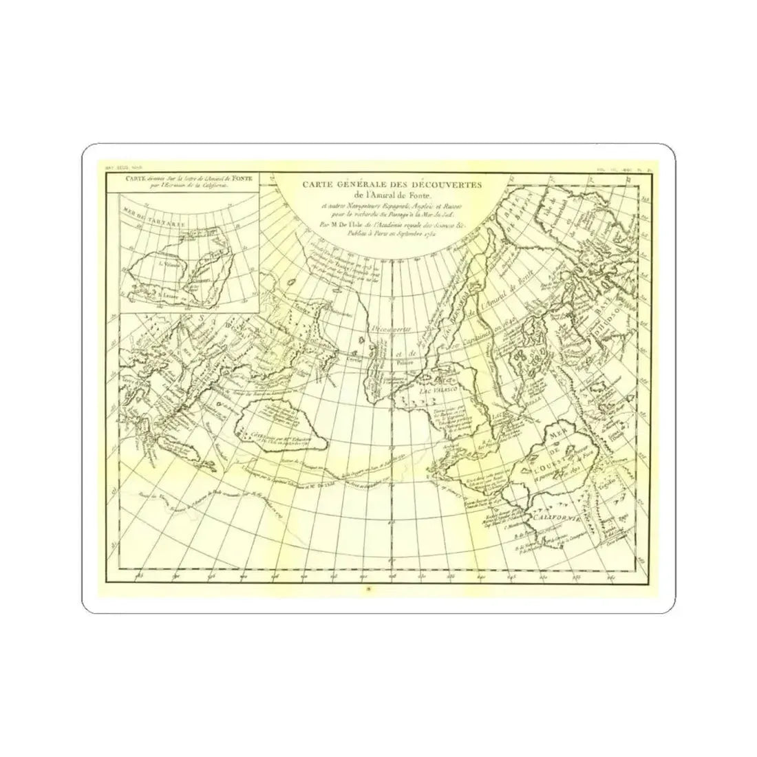 Asia - Carte Generale des Decouvertes (1892) (Map) STICKER Vinyl Kiss-Cut Decal 4 Inch White - The Sticker Space