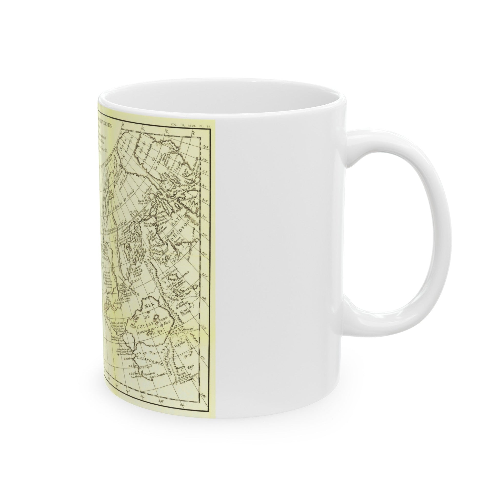 Asia - Carte Generale des Decouvertes (1892) (Map) White Coffee Mug-The Sticker Space