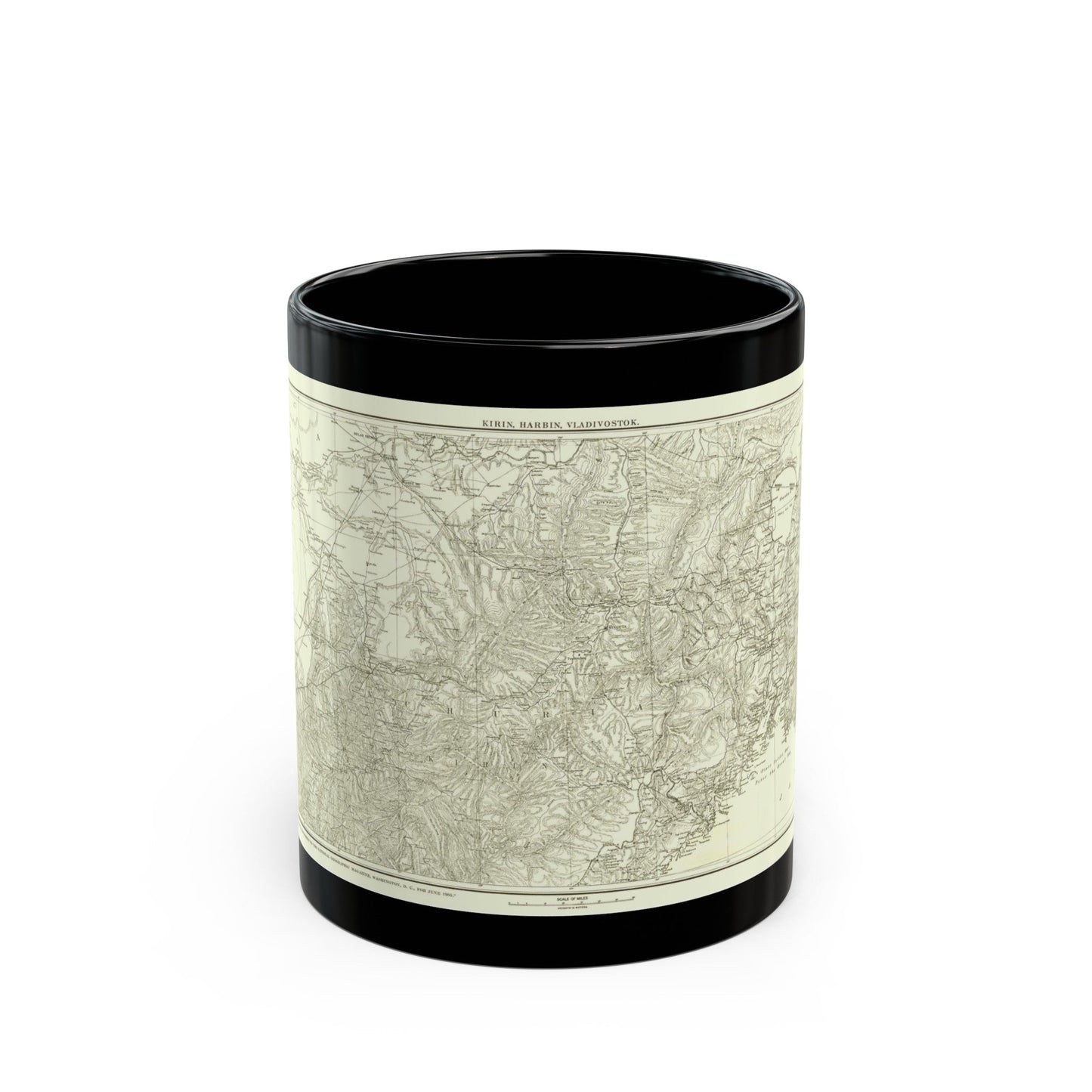 Asia - Kirin, Harbin, Vladivostok (1905) (Map) Black Coffee Mug-11oz-The Sticker Space