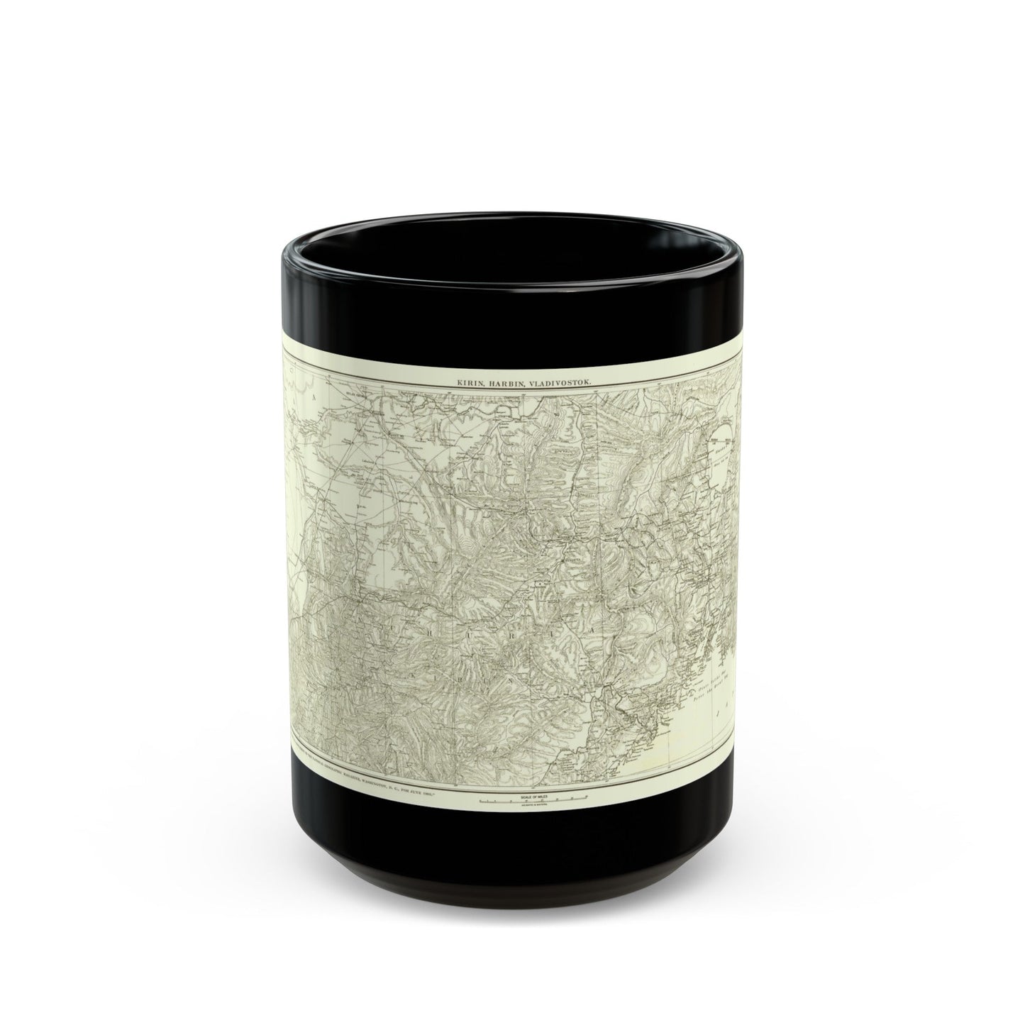 Asia - Kirin, Harbin, Vladivostok (1905) (Map) Black Coffee Mug-15oz-The Sticker Space