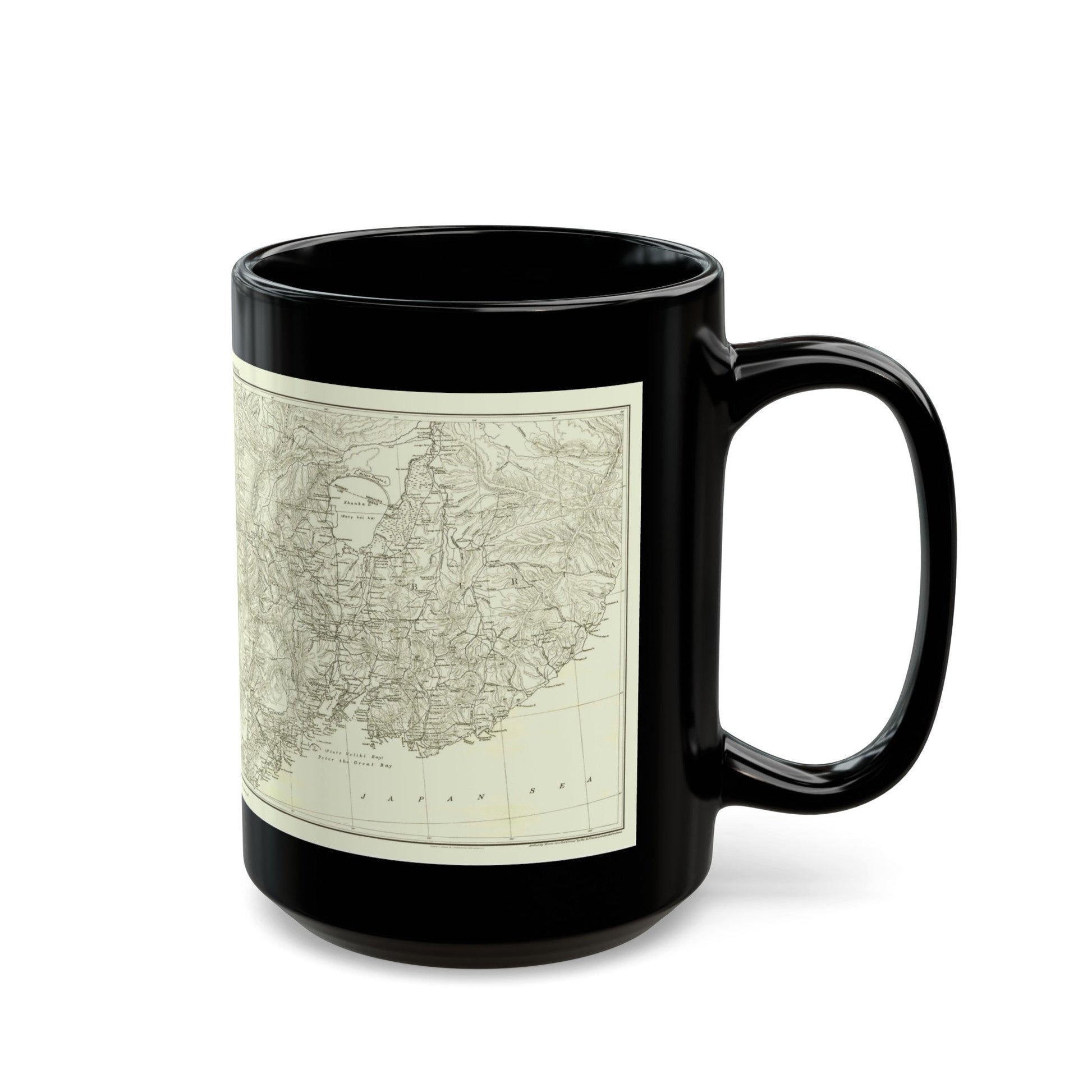 Asia - Kirin, Harbin, Vladivostok (1905) (Map) Black Coffee Mug-The Sticker Space